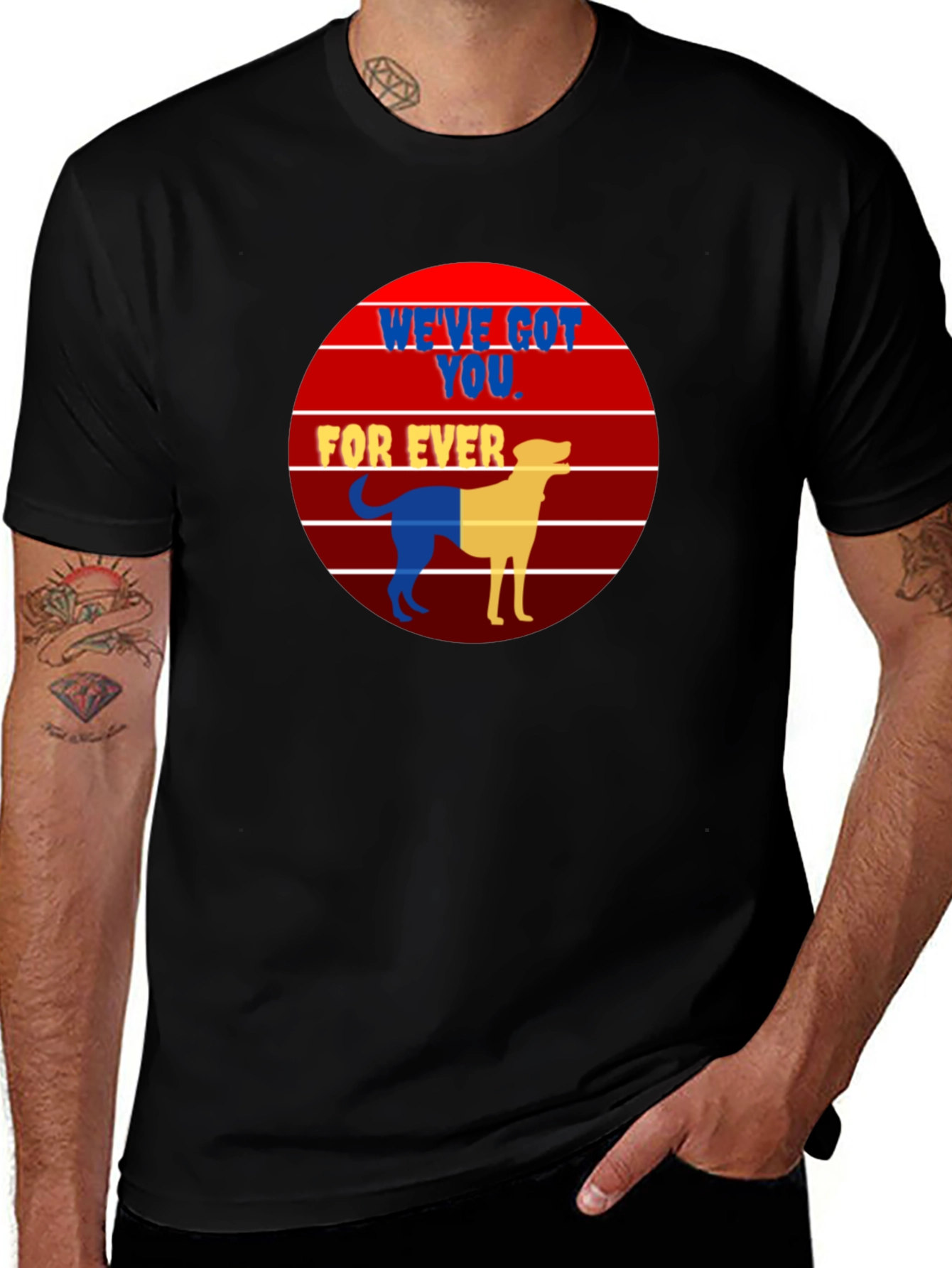 Variant 17 of Dog Lover Graphic Tee: We've Got You Forever Black T-Shirt