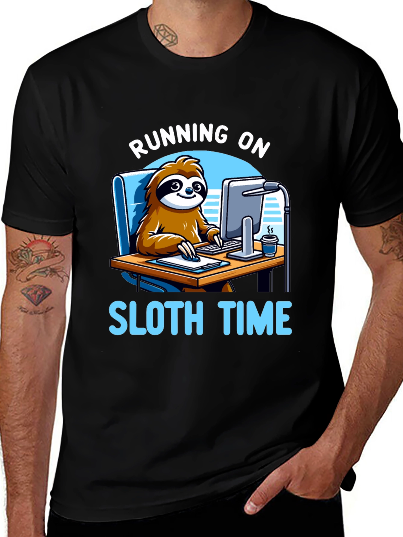 Variant 23 of Running on Sloth Time Black T-Shirt