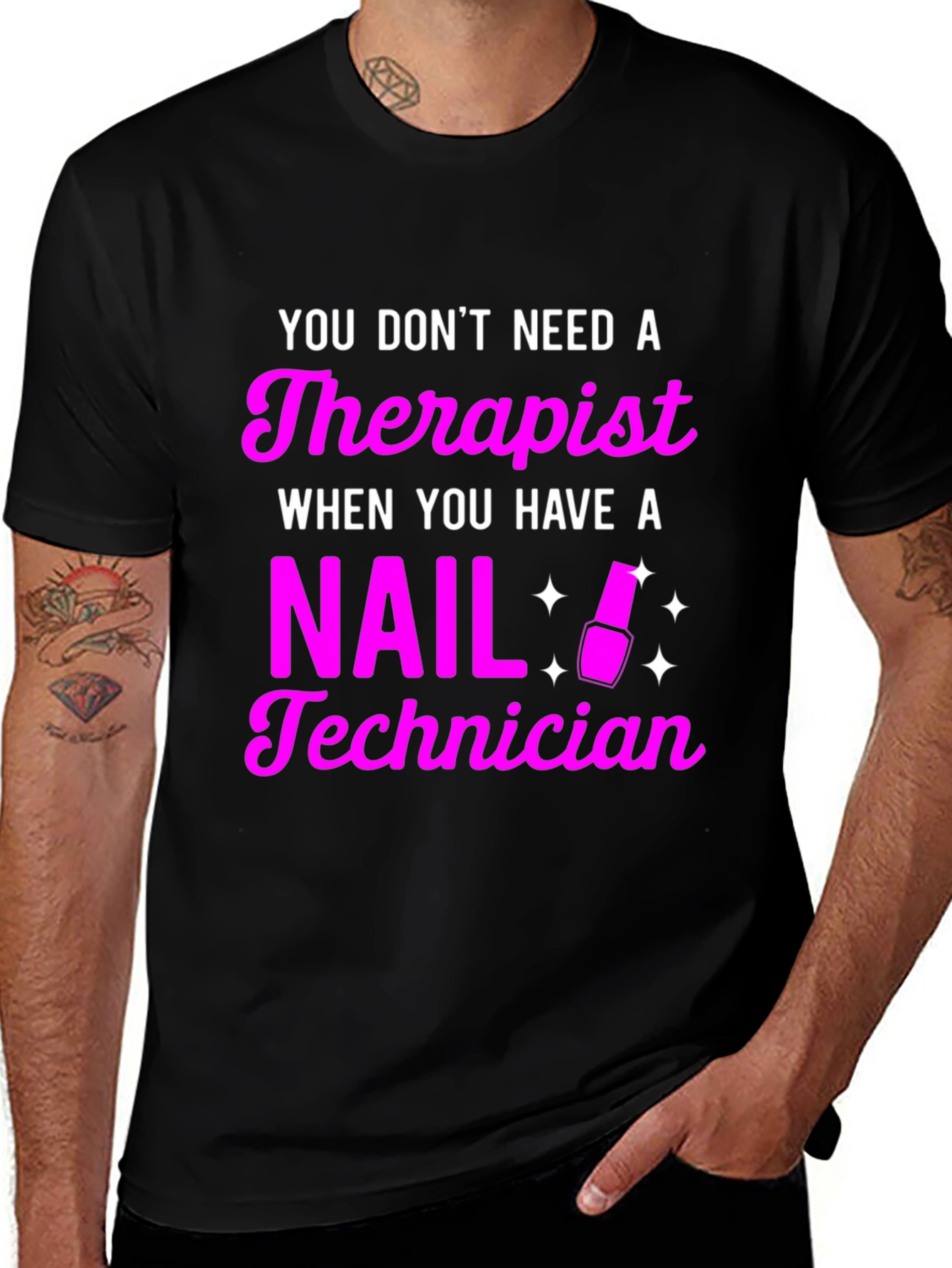 Nail Technician Therapist Funny Black T-Shirt
