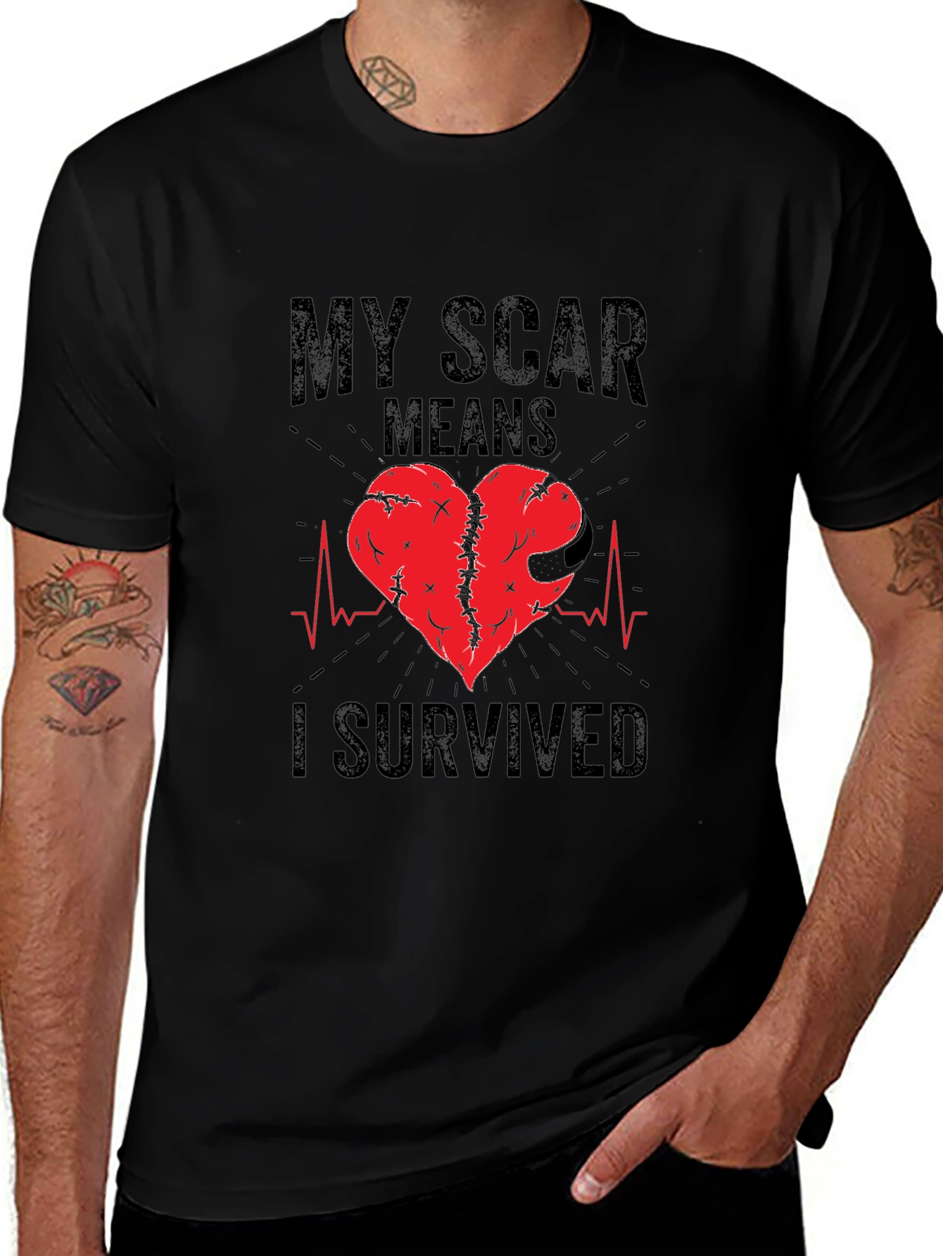 Variant 21 of My Scar Means I Survived T-Shirt Heart