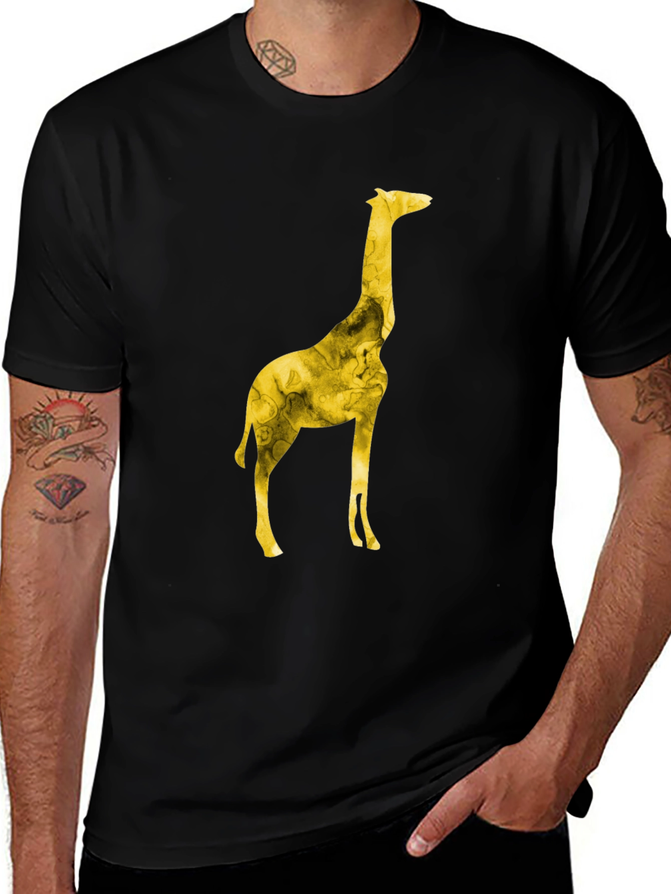 Variant 2 of Giraffe Print Men's Black T-Shirt