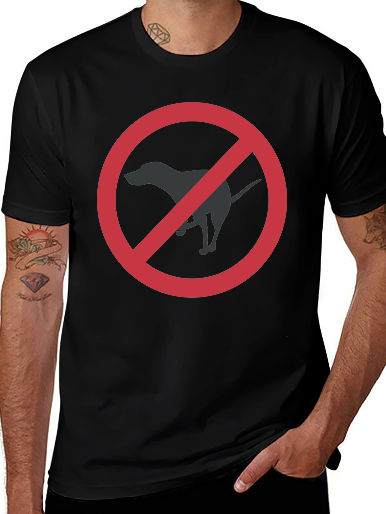 Variant 17 of No Dog Pooping Black T-Shirt - Novelty Tee