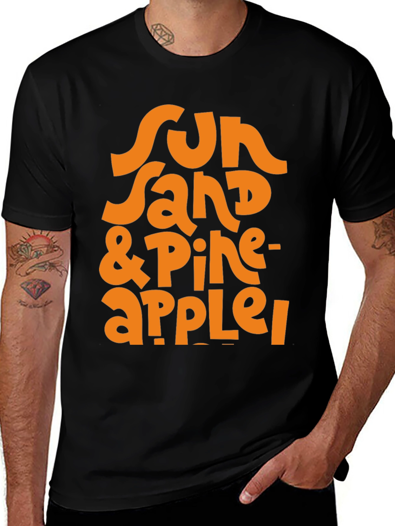 Black Sun, Sand & Pineapple Graphic T-Shirt main image