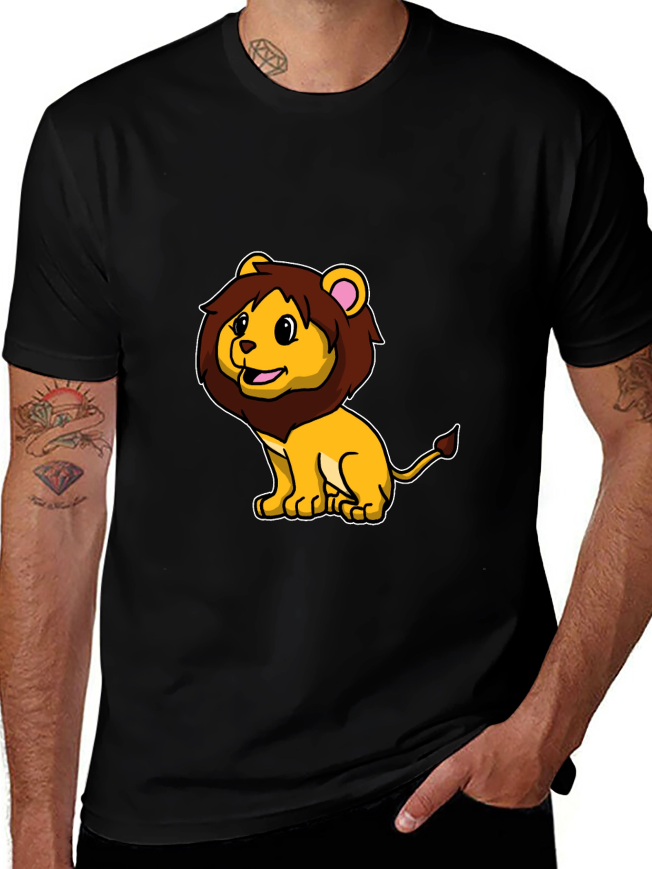 Variant 10 of Lion Cartoon Black T-Shirt