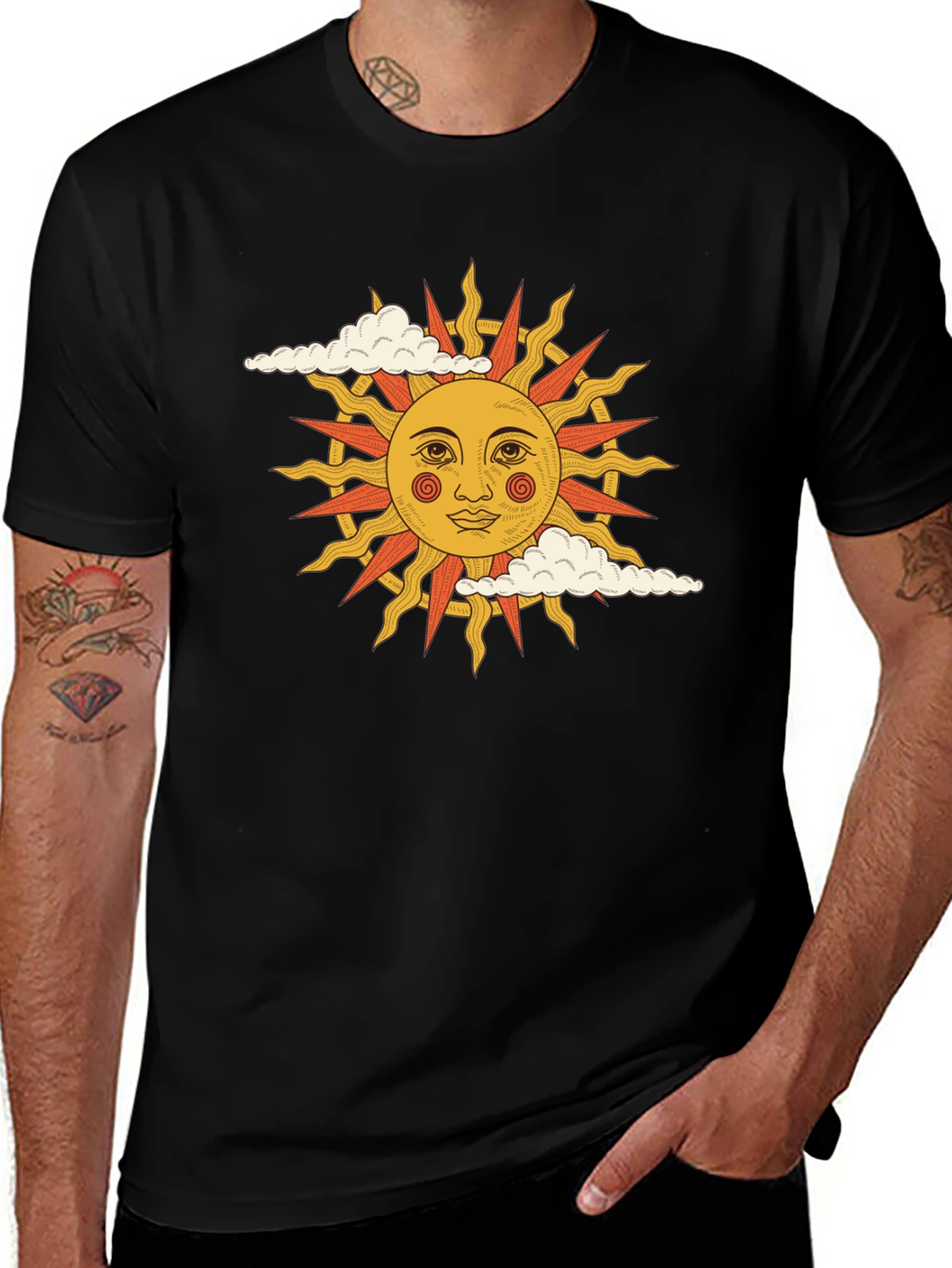 Variant 16 of Celestial Sun Graphic T-Shirt - Stylish Black Tee
