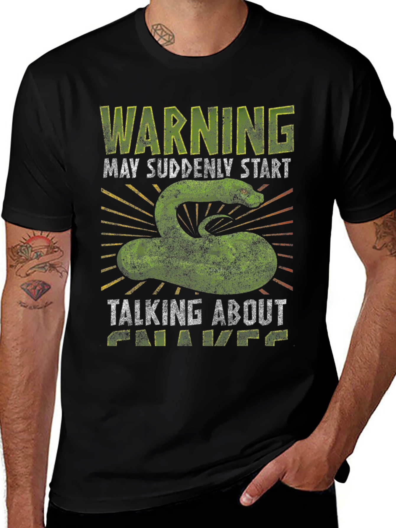 Variant 30 of Warning May Suddenly Start Talking About Snakes Funny T-Shirt