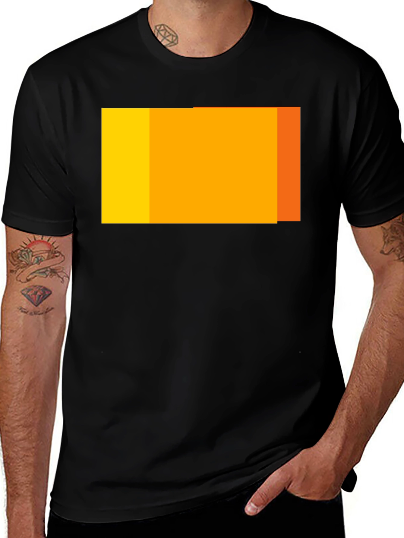 Variant 30 of Modern Black T-Shirt with Geometric Color Block Design