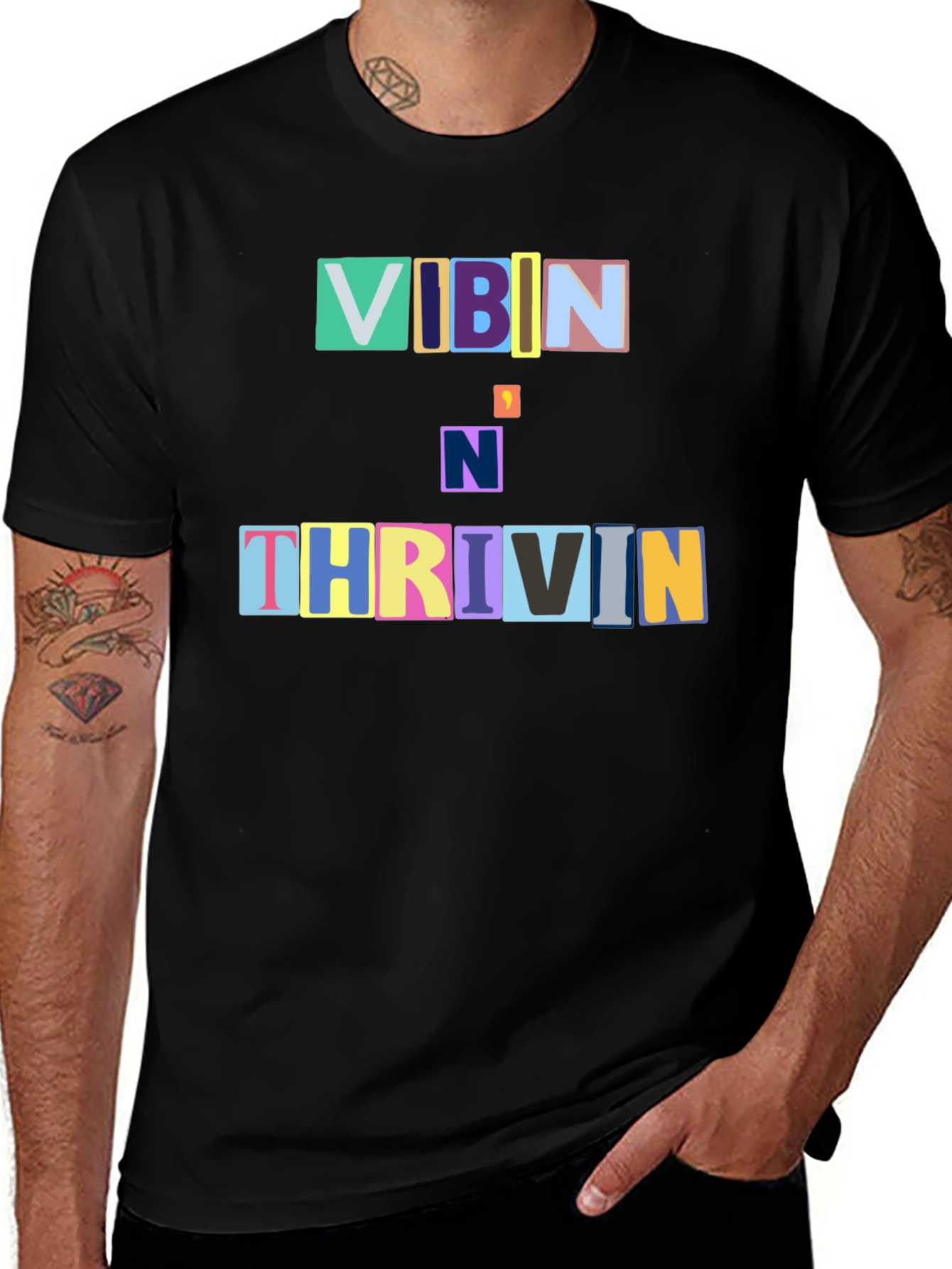 Variant 17 of Vibin' N Thrivin' Graphic Tee - Trendy Design