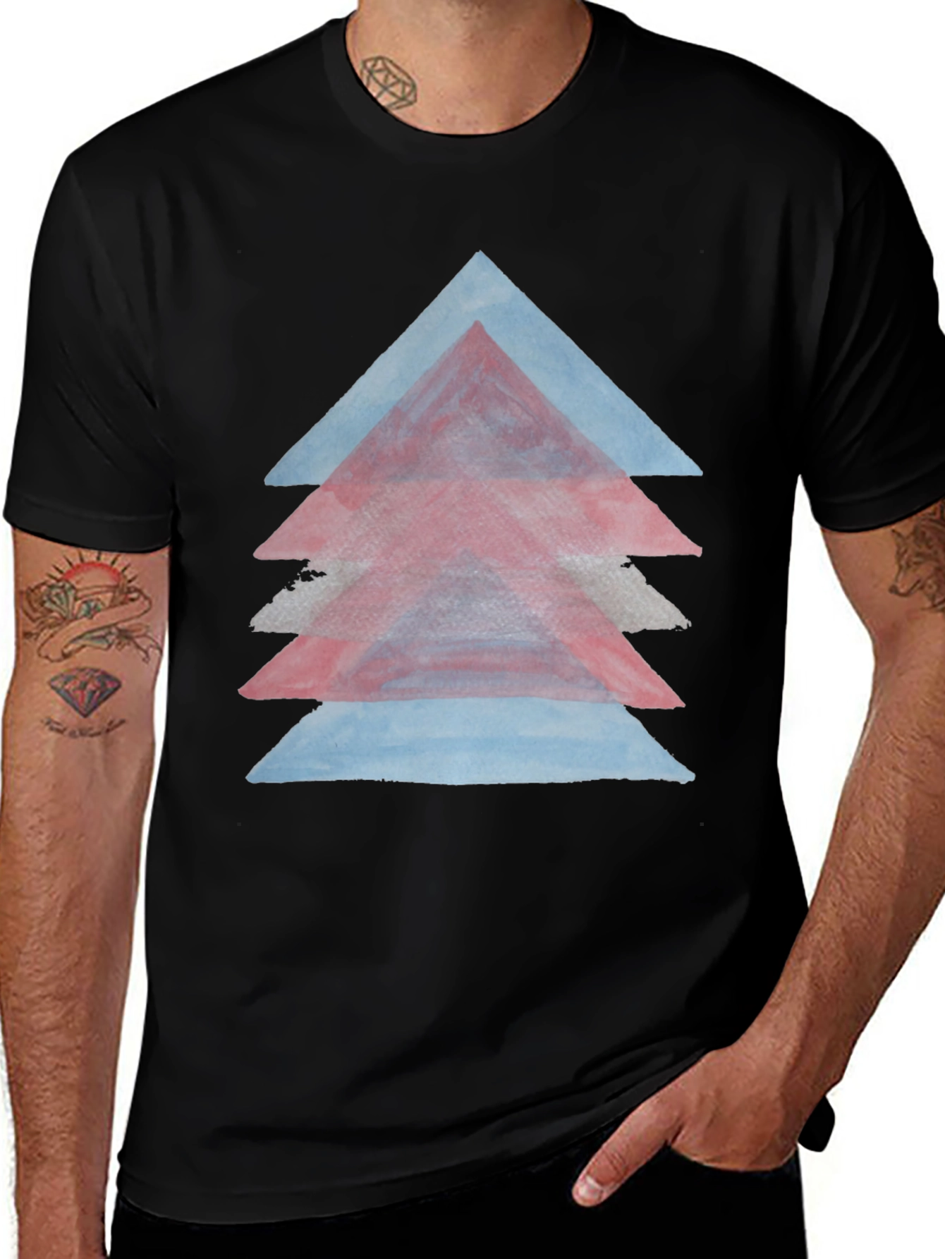 Variant 3 of Watercolor Triangle Graphic Tee - Black
