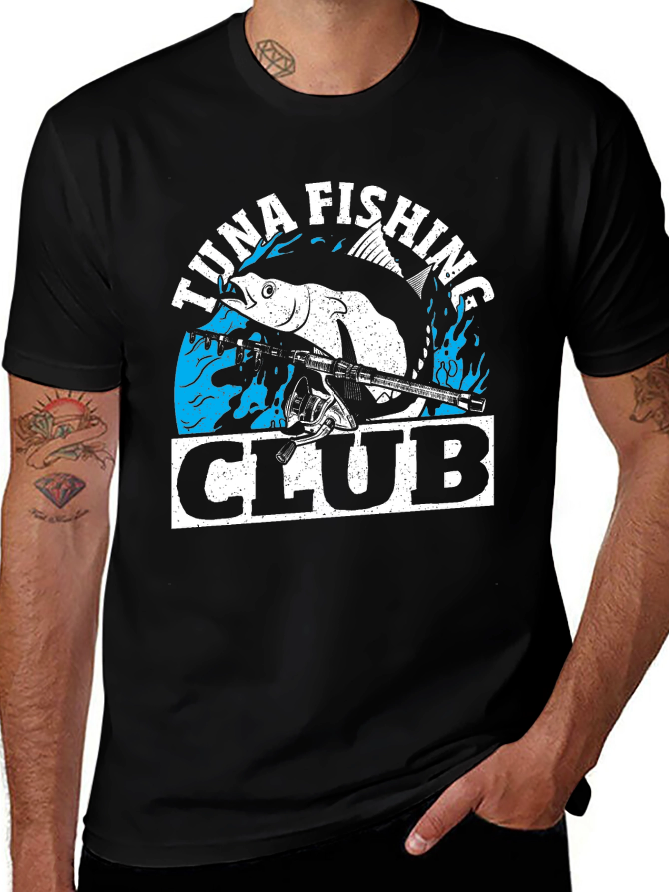 Tuna Fishing Club Graphic Tee - Black Cotton T-Shirt
