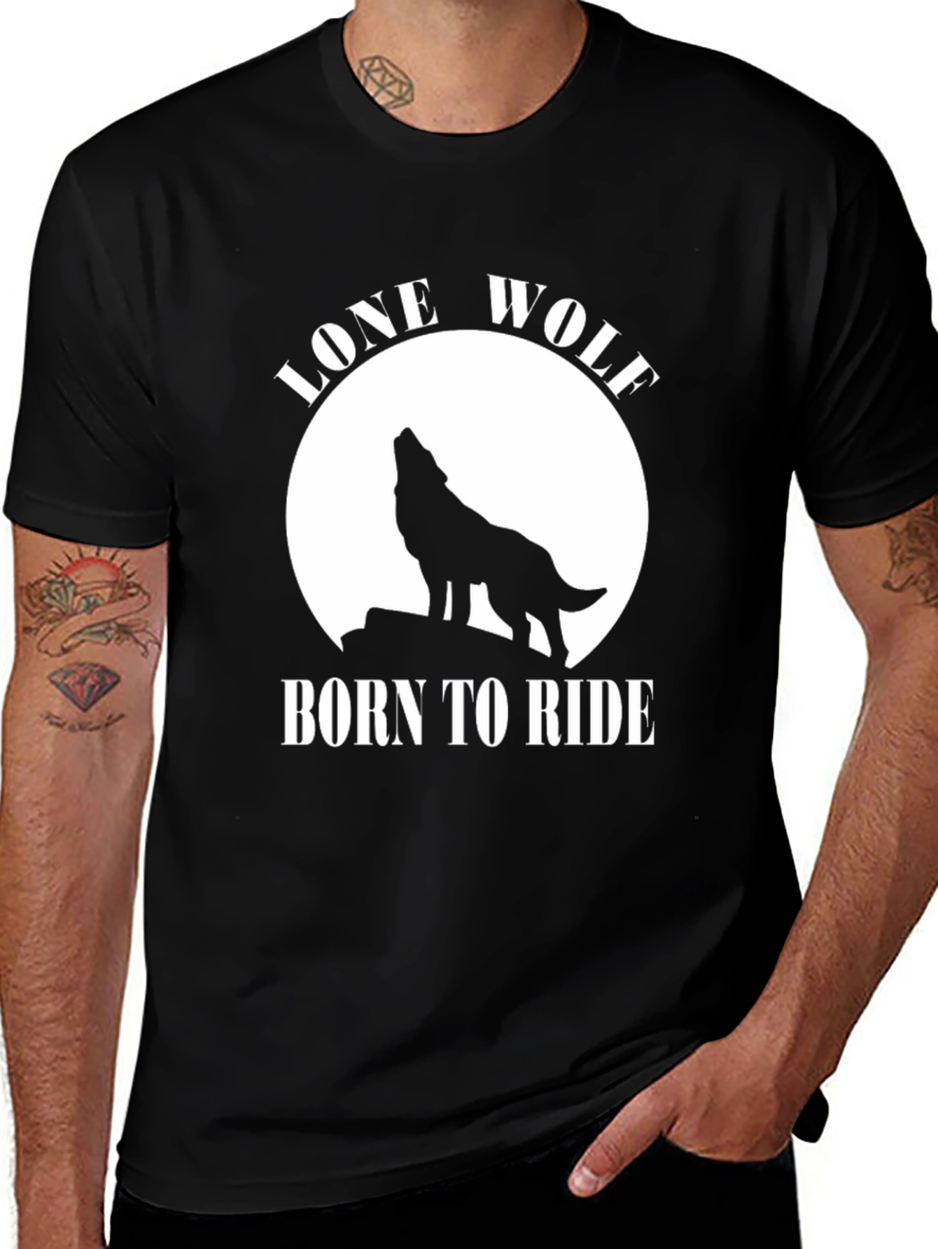 Variant 21 of Lone Wolf Born to Ride T-Shirt - Black