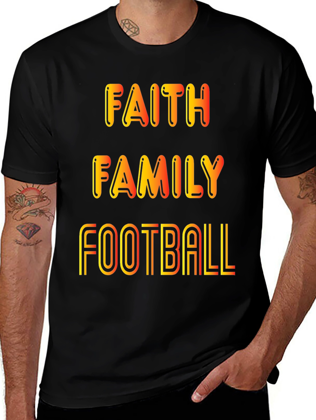 Variant 18 of Faith Family Football Graphic T-Shirt