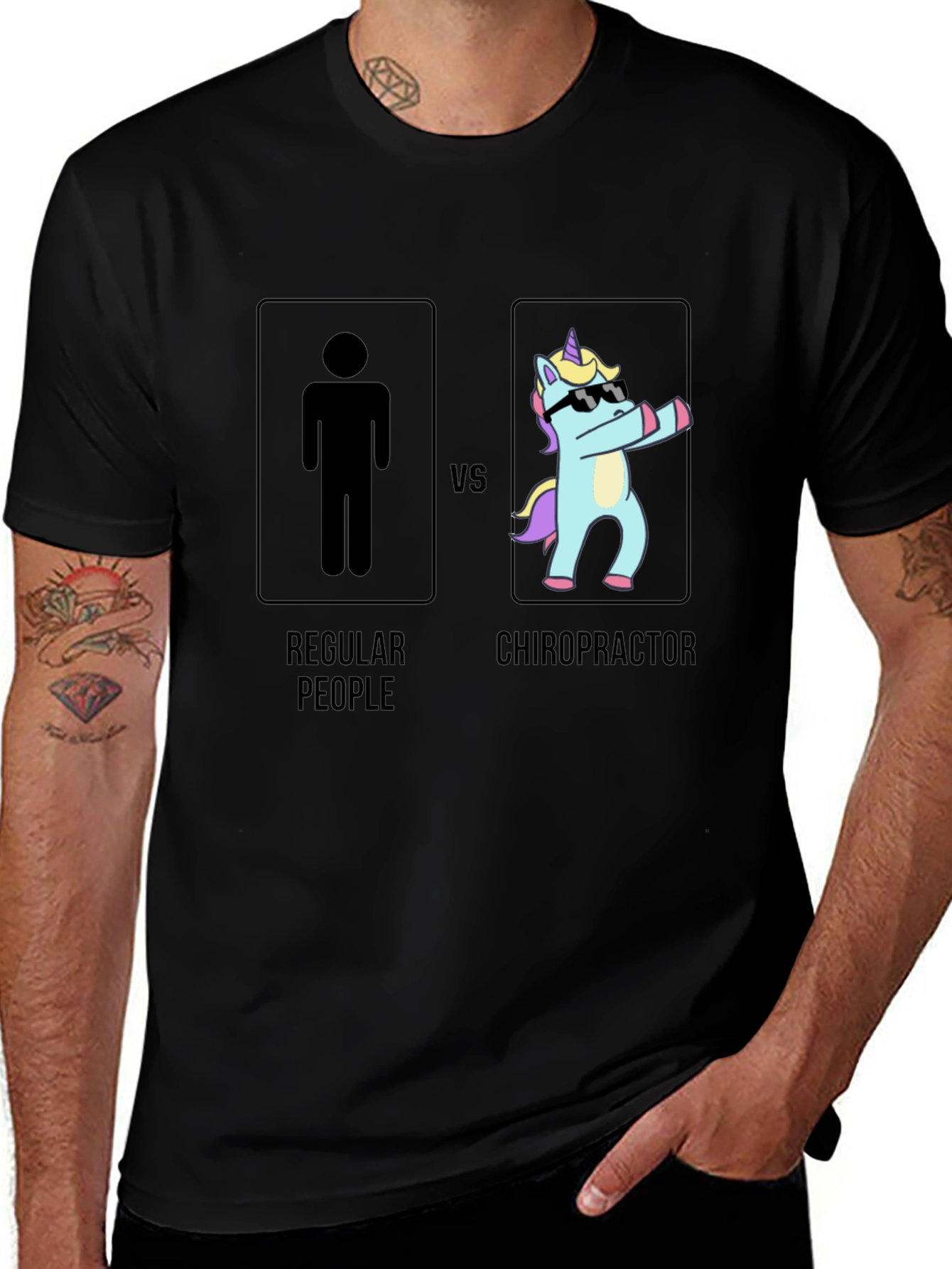 Variant 8 of Chiropractor vs Regular People Black T-Shirt