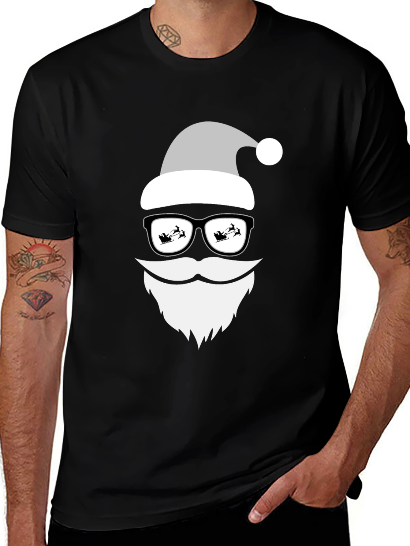 Festive Santa Face Graphic T-Shirt