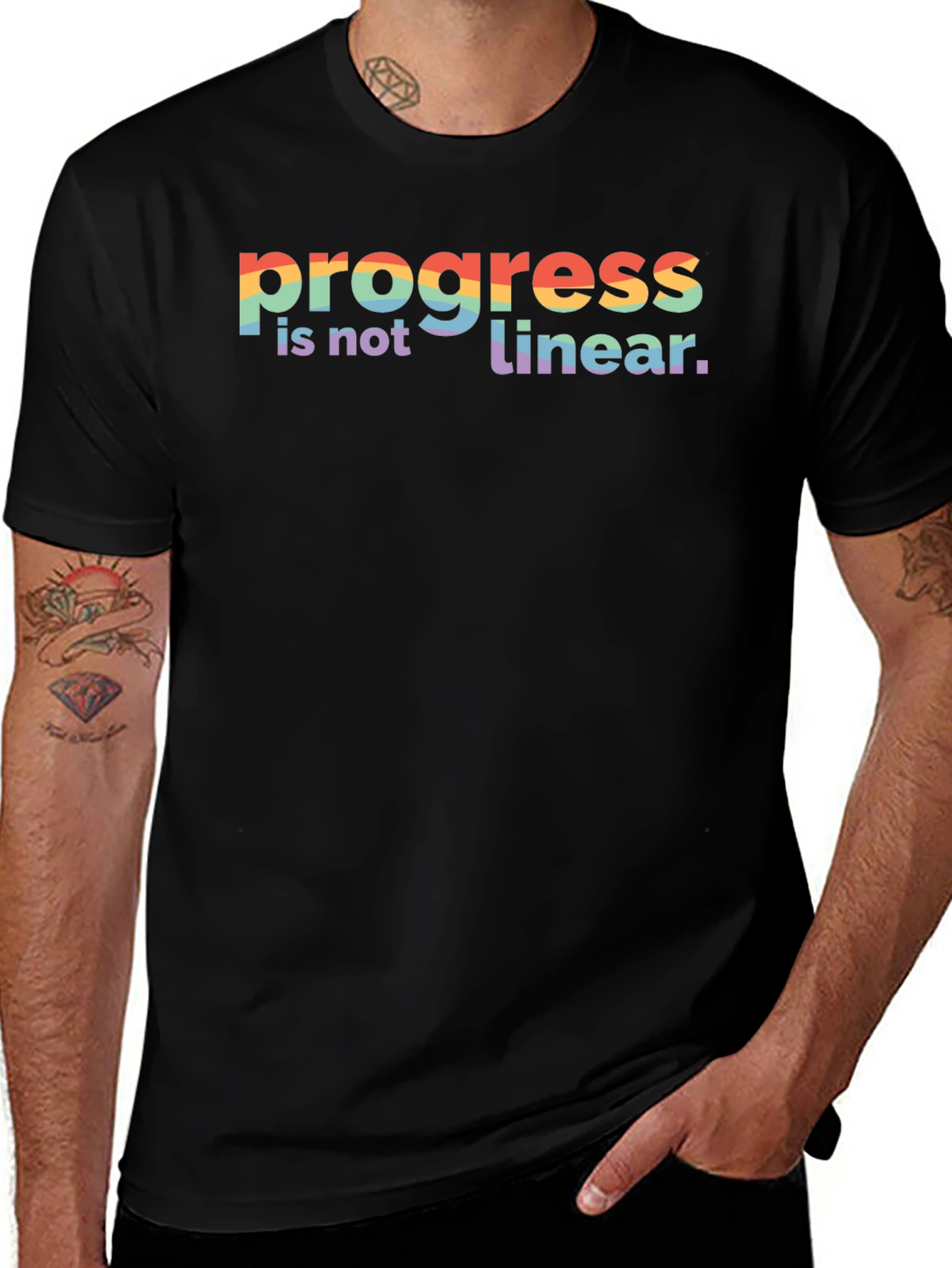 Variant 12 of Progress Is Not Linear Rainbow T-Shirt