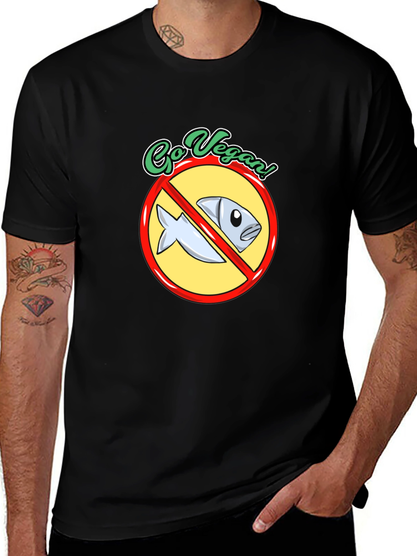 Variant 6 of Go Vegan T-Shirt - No Fish Allowed!