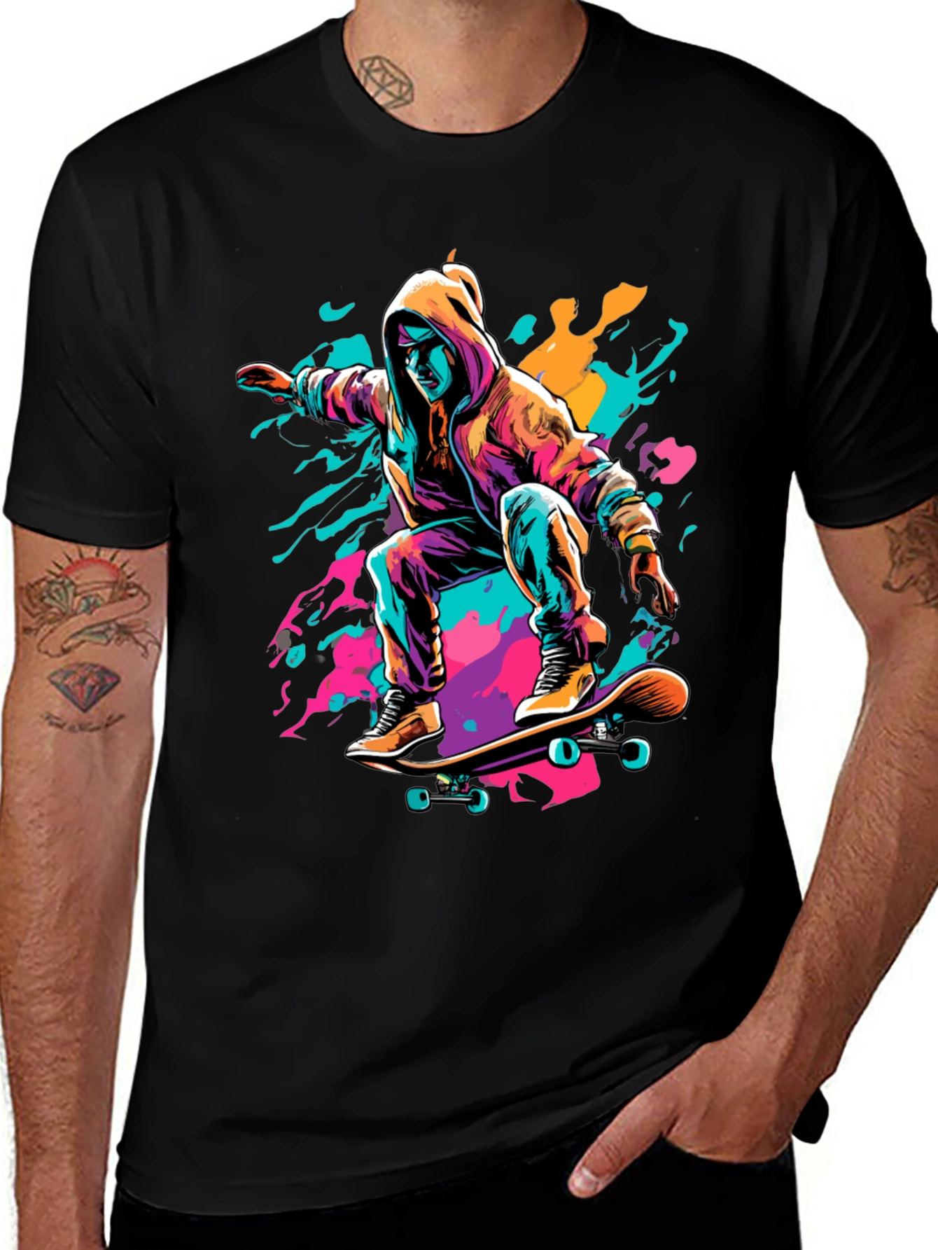 Black Skater Graphic Tee - Cool Urban Style main image