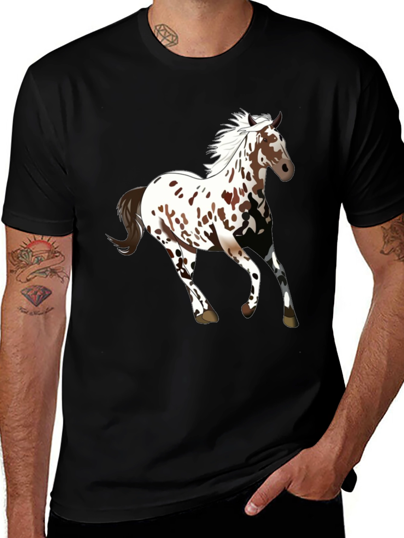 Variant 6 of Horse Print Black T-Shirt