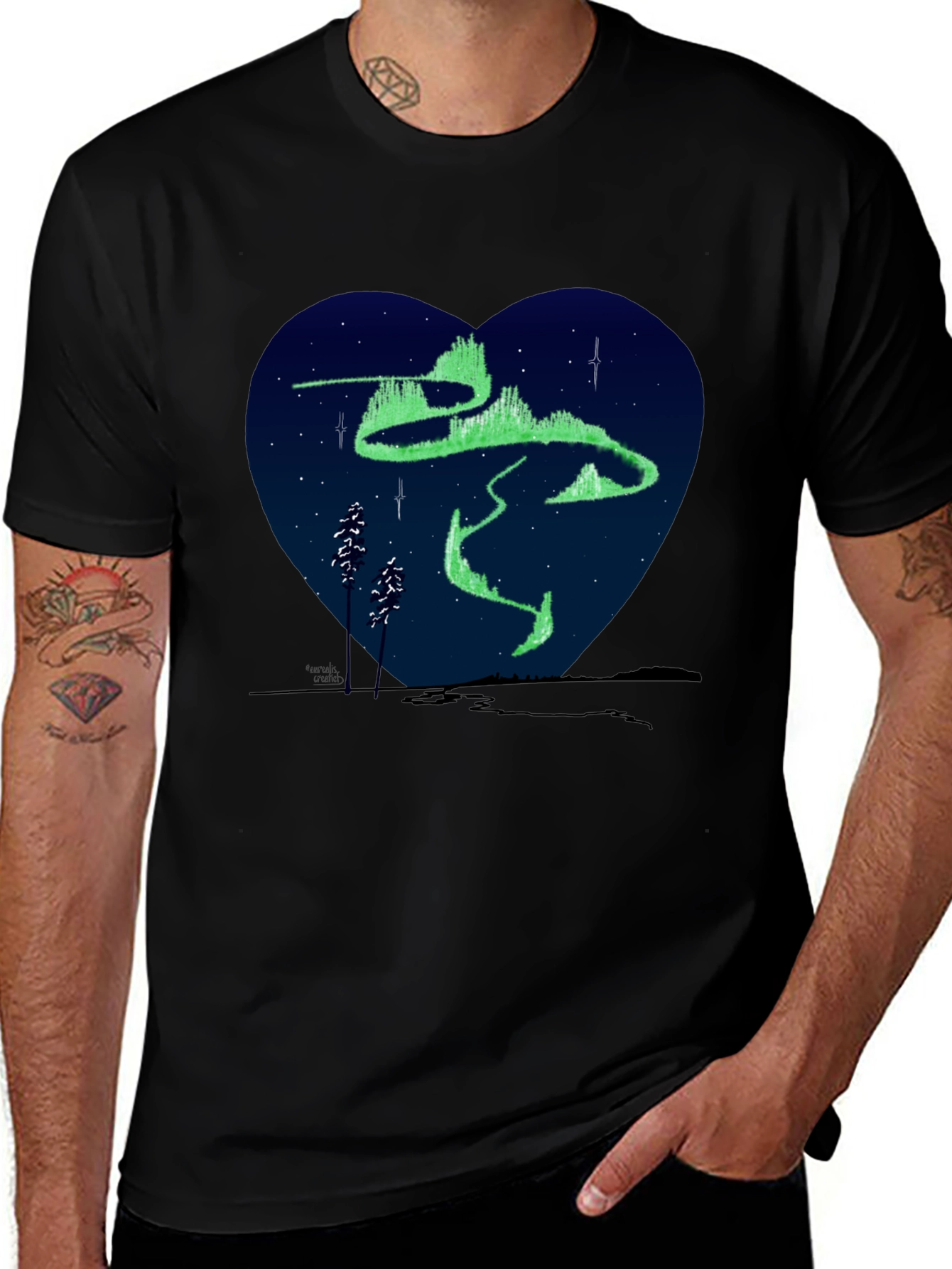 Aurora Heart T-Shirt - Northern Lights Graphic Tee