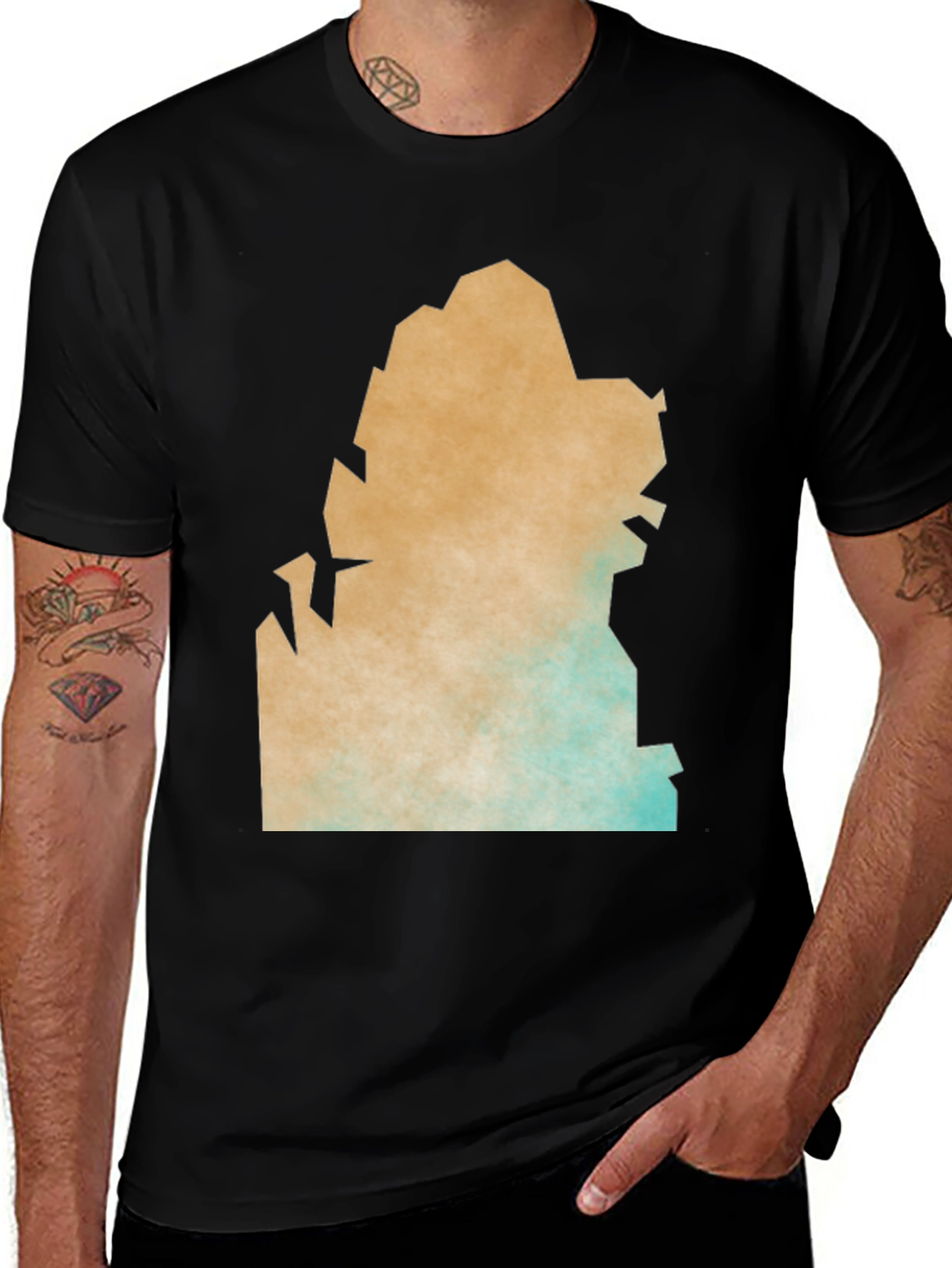 Variant 25 of Abstract Graphic Print Black Crew Neck T-Shirt