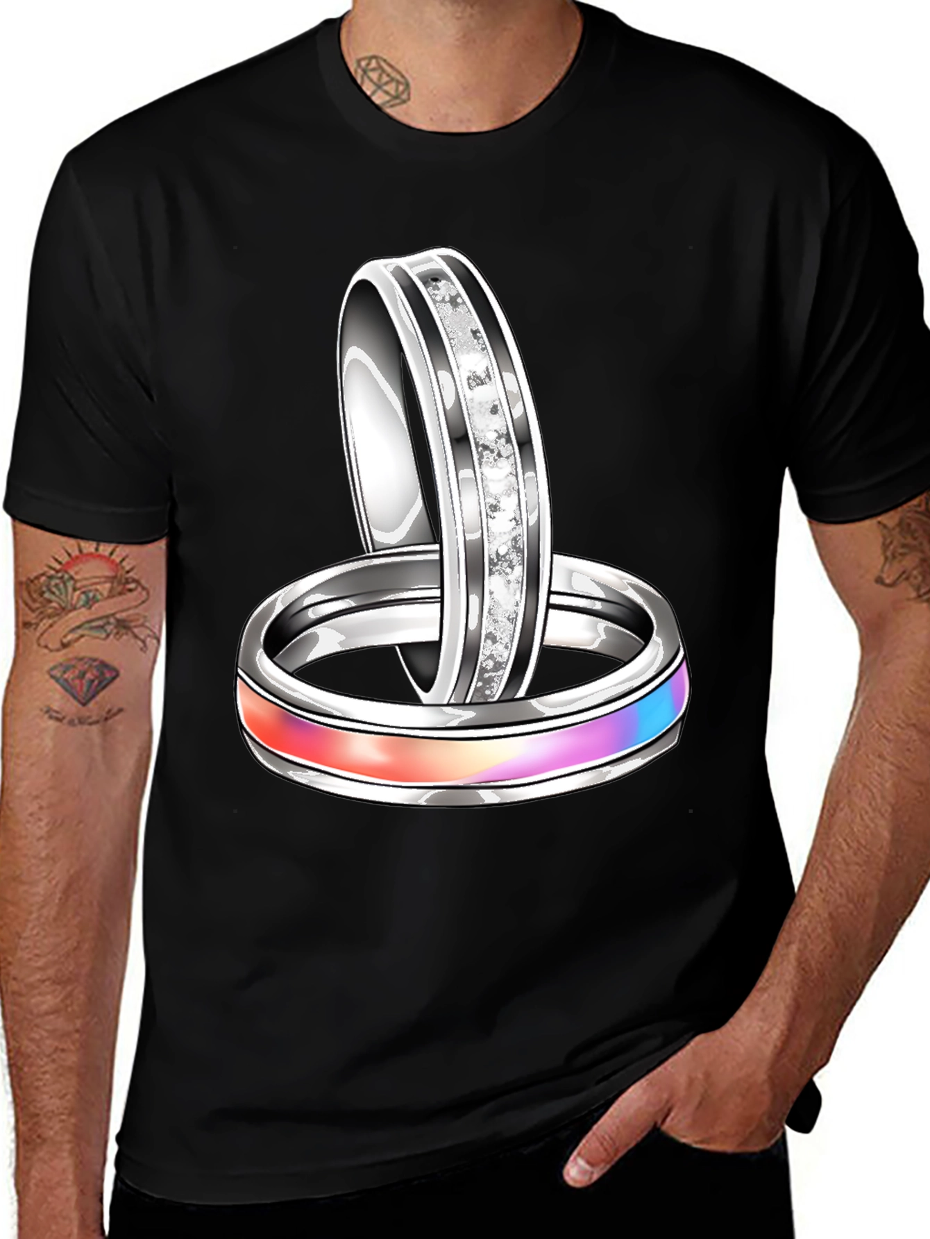 Variant 28 of Rings Graphic Black T-Shirt