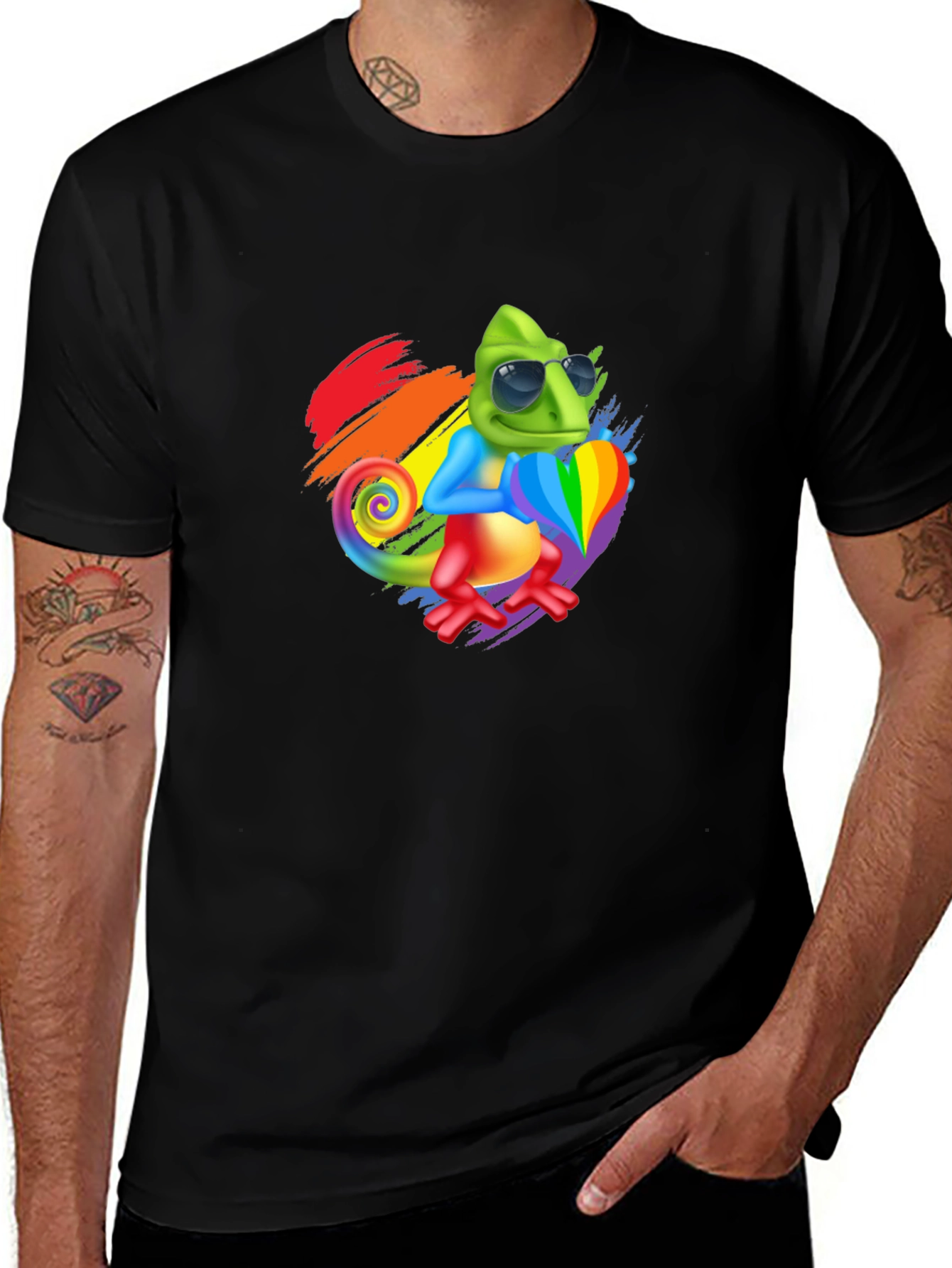 Variant 17 of Rainbow Chameleon Graphic Tee - Stylish & Fun!