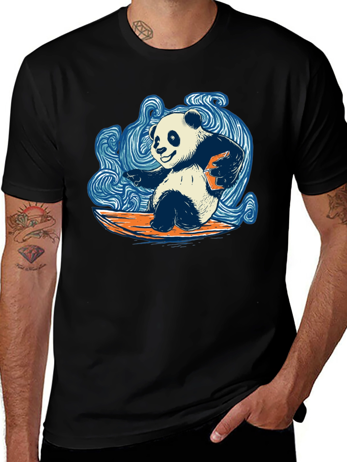 Variant 27 of Surfing Panda T-Shirt - Cool Graphic Tee