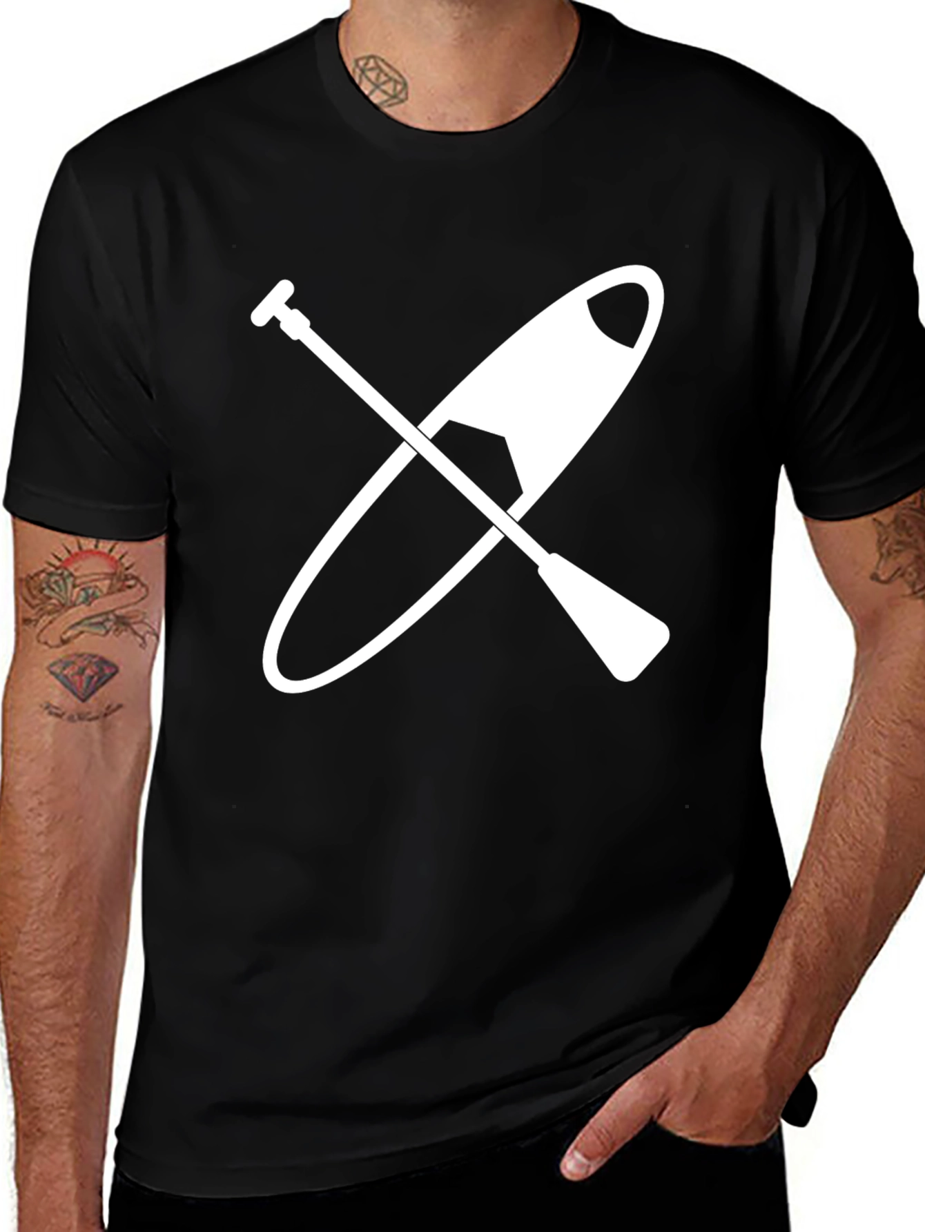 Variant 10 of Paddle Board T-Shirt - Black Cotton Tee