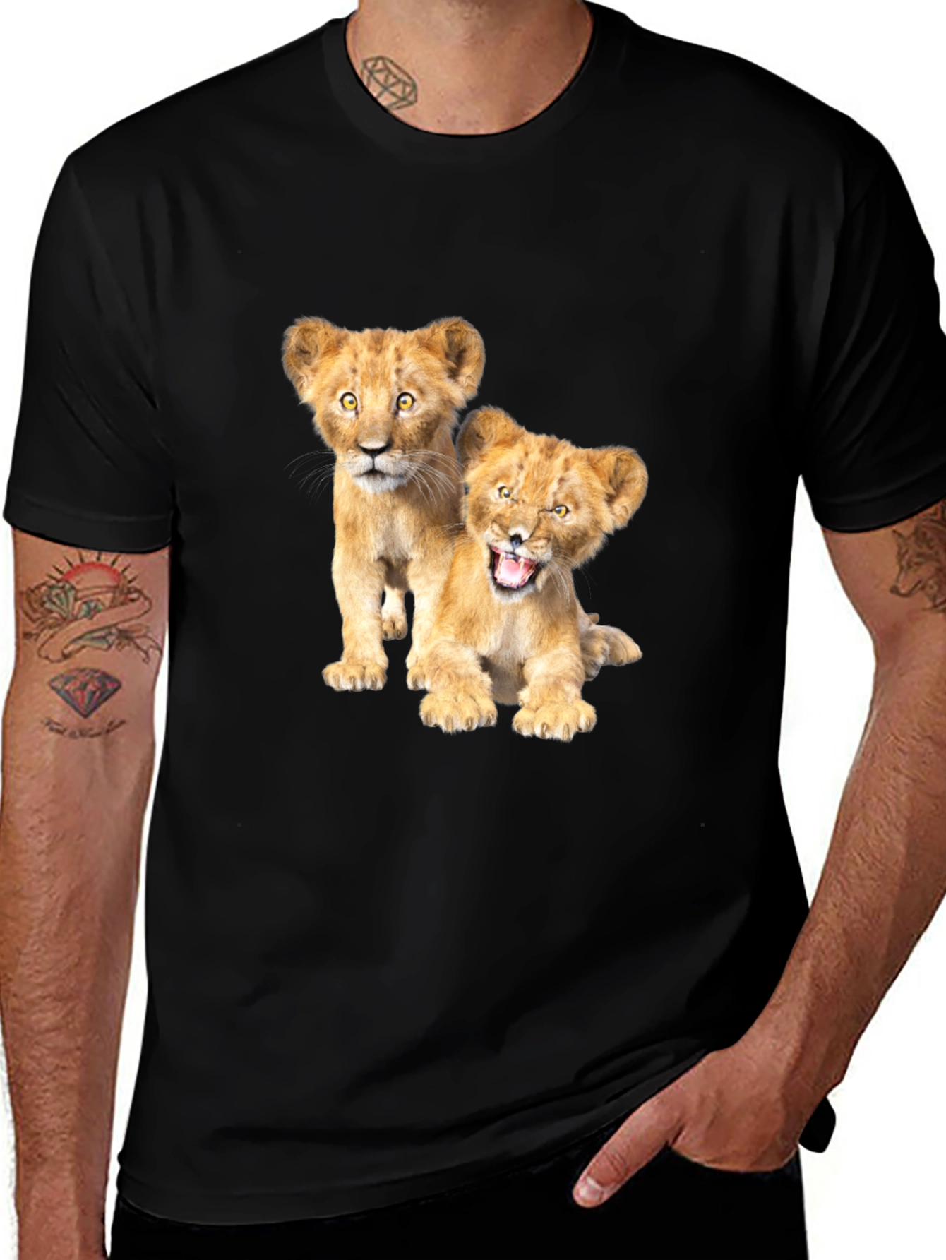 Variant 4 of Lion Cub Graphic Tee - Black Cotton T-Shirt