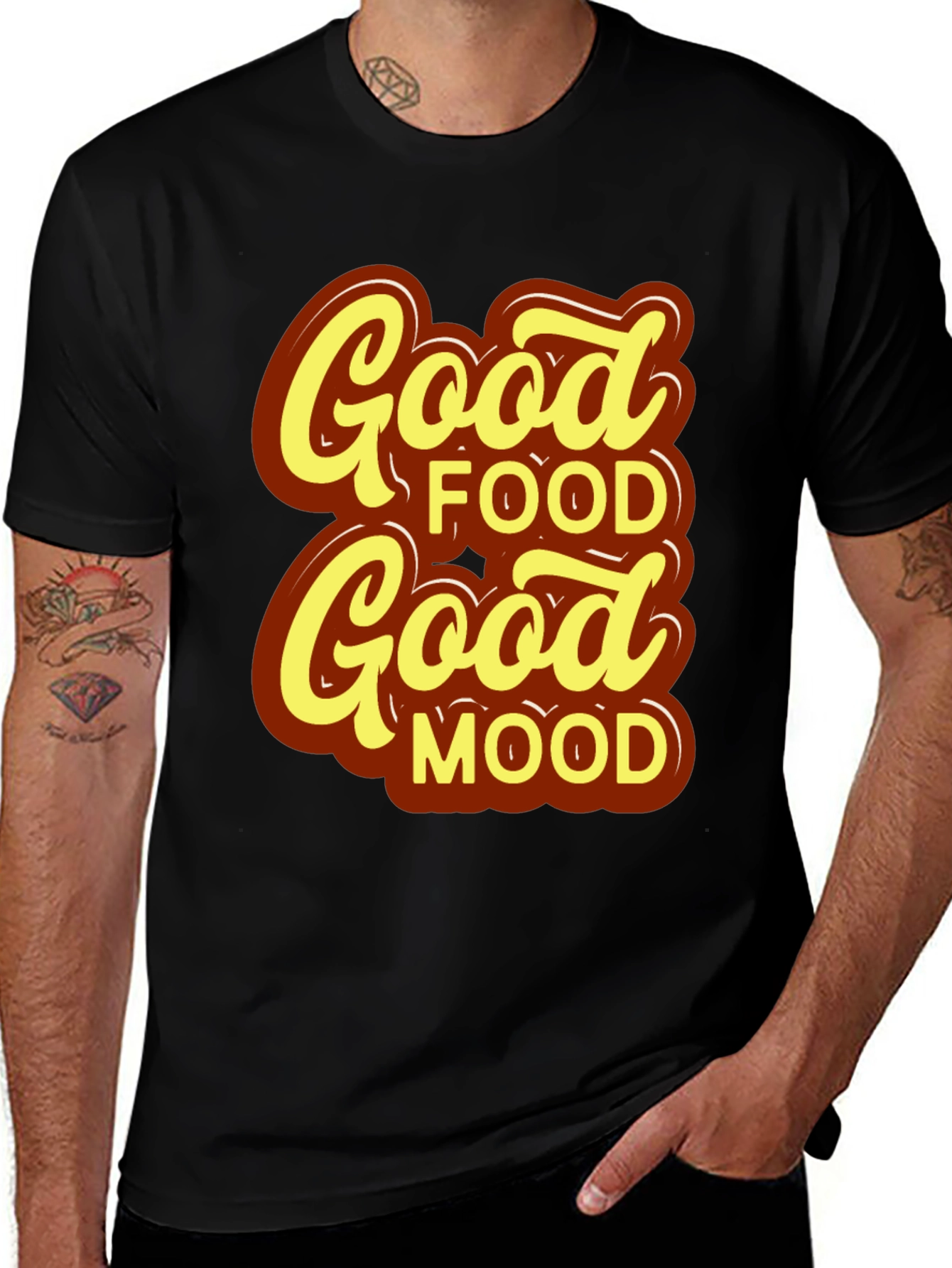 Variant 19 of Good Food Good Mood T-Shirt - Stylish Black Tee