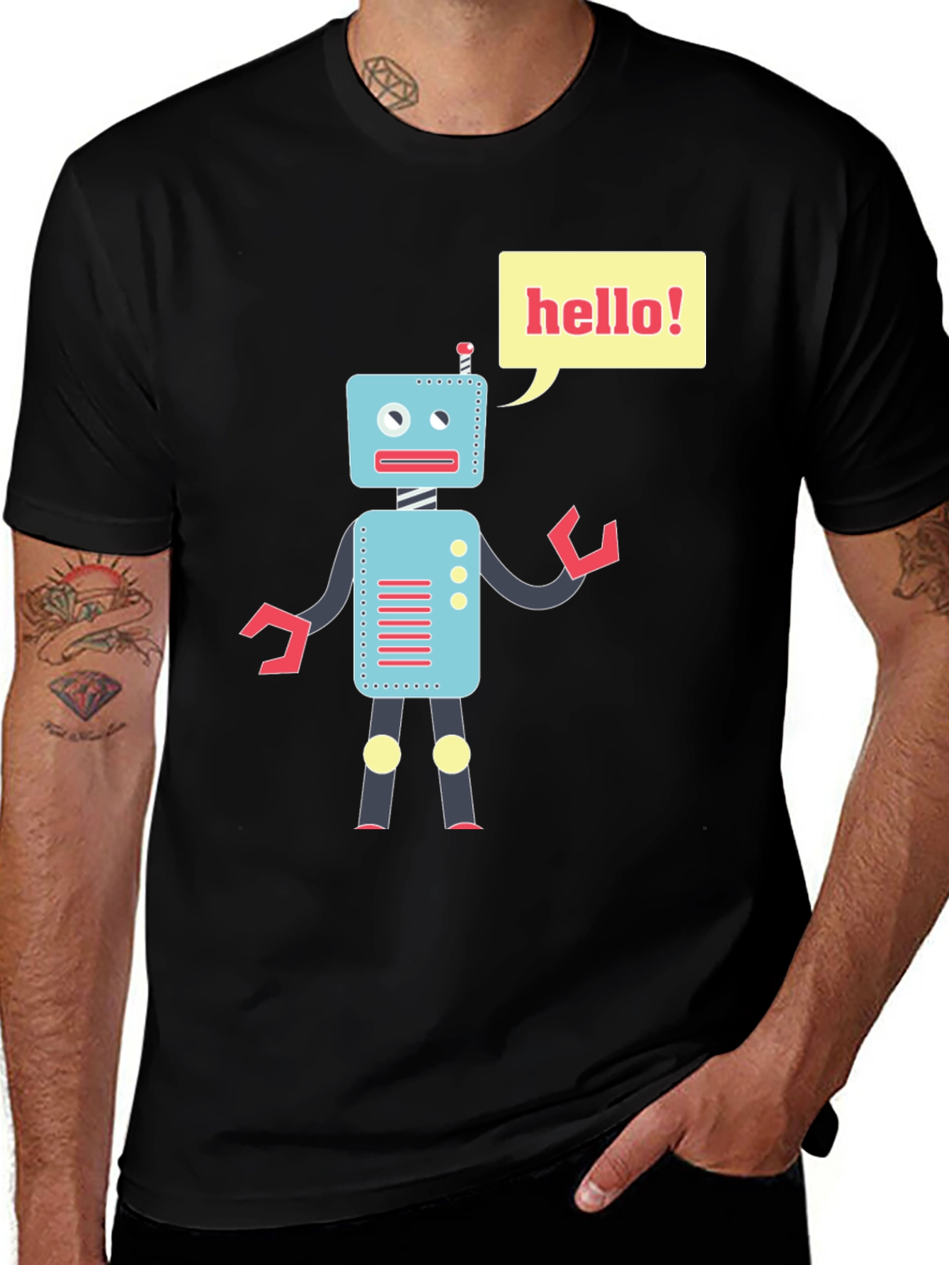 Variant 7 of Robot Graphic Print Black T-Shirt