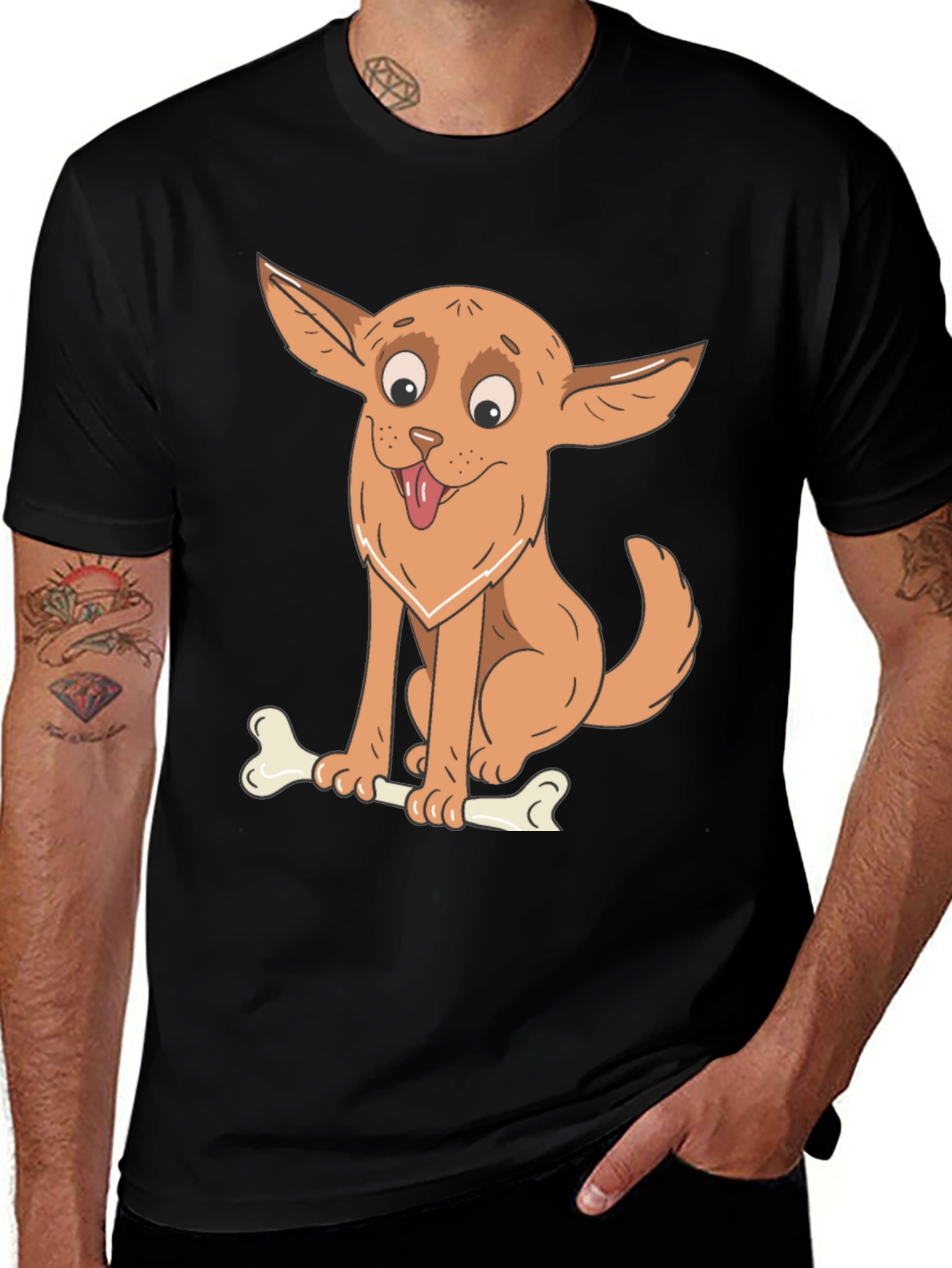 Variant 23 of Dog & Bone Graphic Tee - Black Cotton Blend T-Shirt