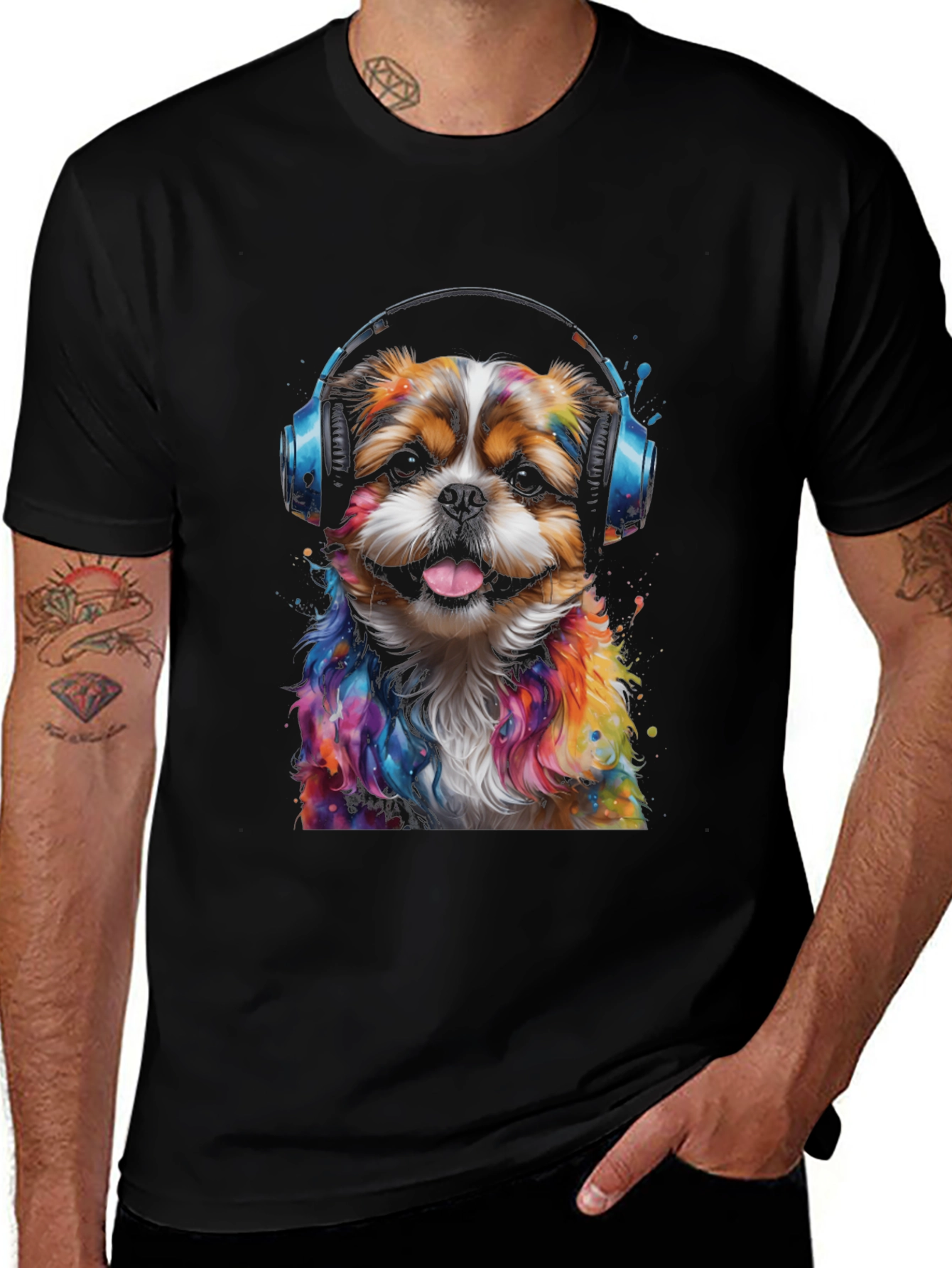 Variant 18 of Dog DJ Graphic T-Shirt - Funky Animal Tee