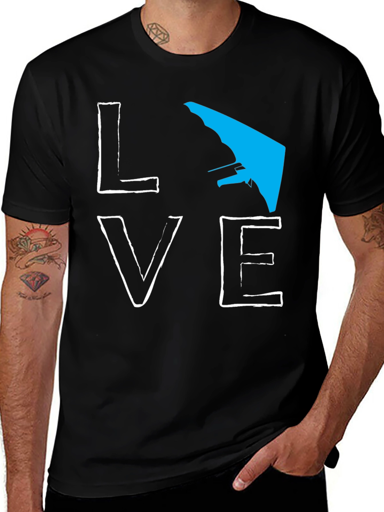 Variant 10 of Love Hang Gliding Graphic Tee - Black