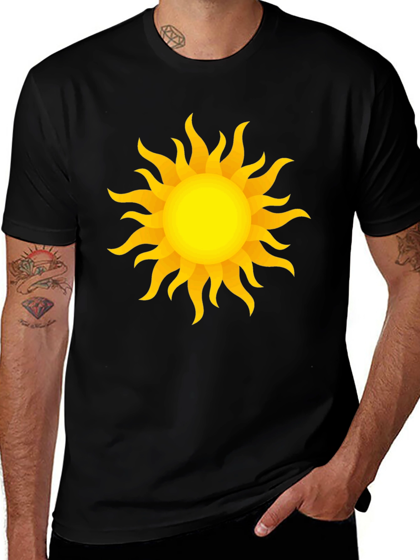 Variant 10 of Radiant Sun Graphic Tee - Stylish Black Cotton T-Shirt