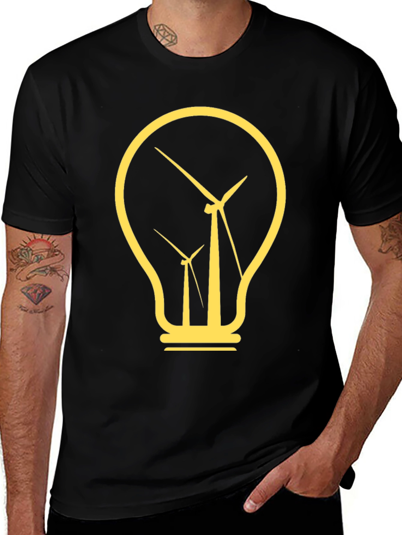 Renewable Energy Tee: Wind Turbine Lightbulb Design
