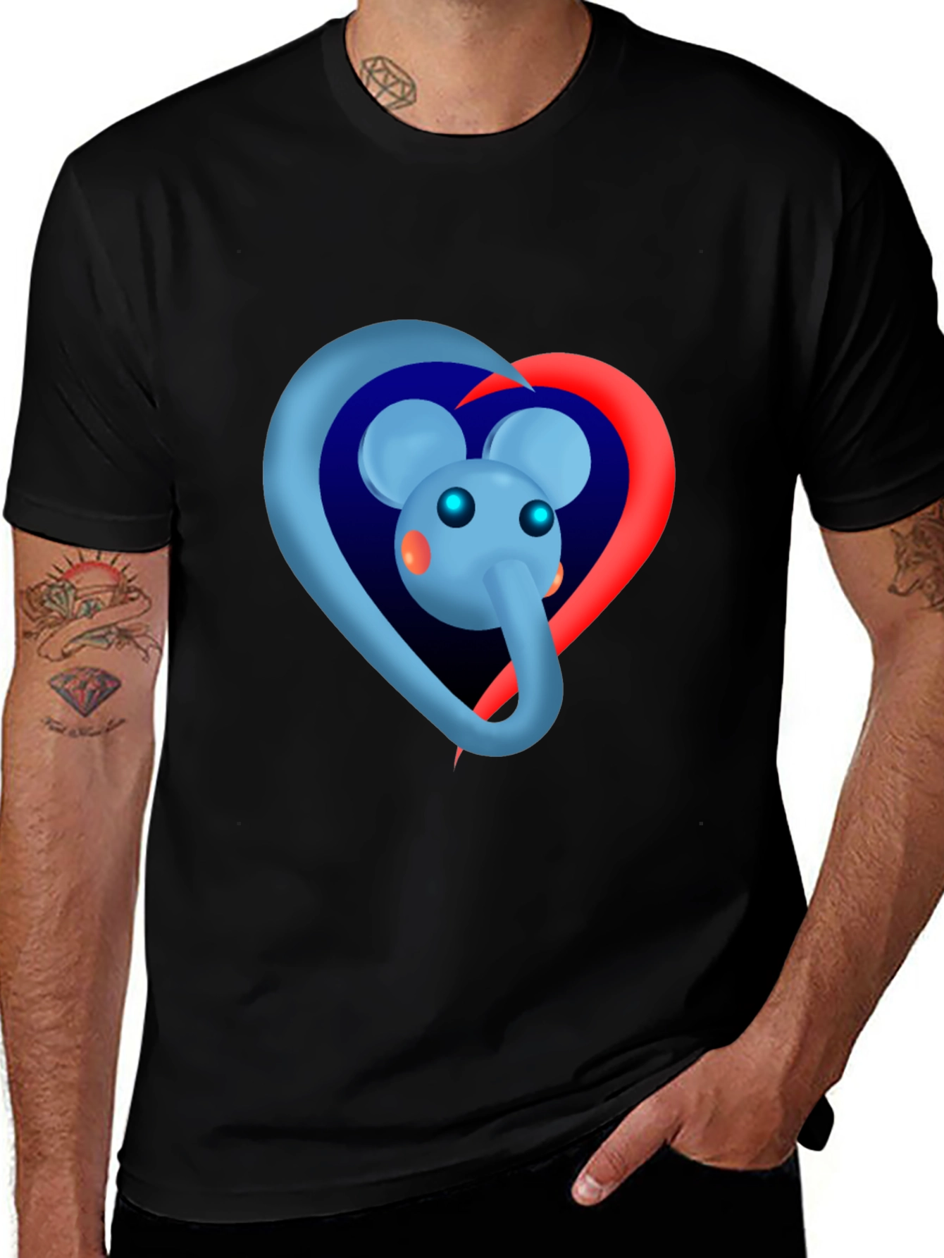 Variant 19 of Elephant Heart Graphic Tee - Black