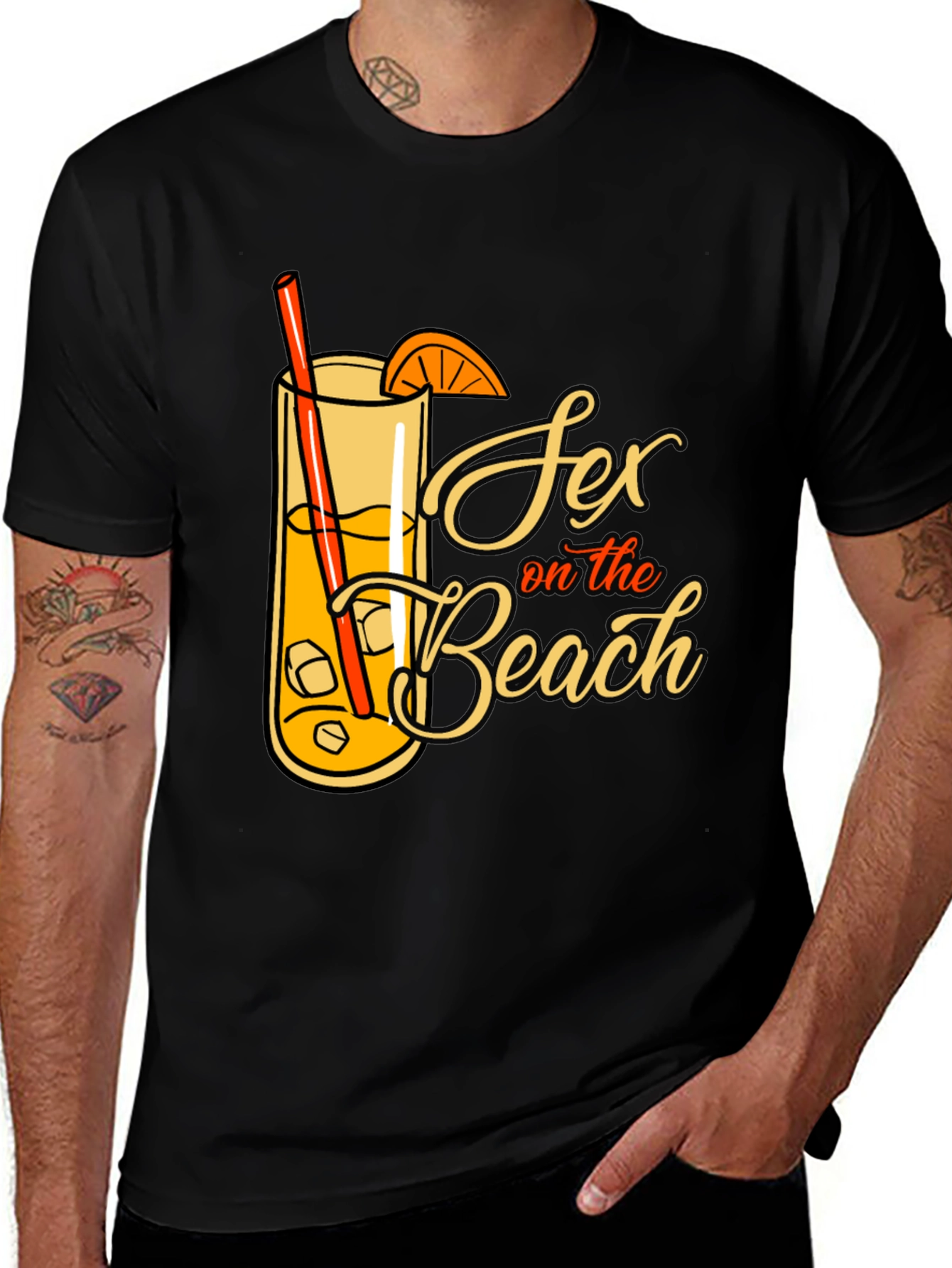 Sex on the Beach Cocktail Graphic Tee - Black