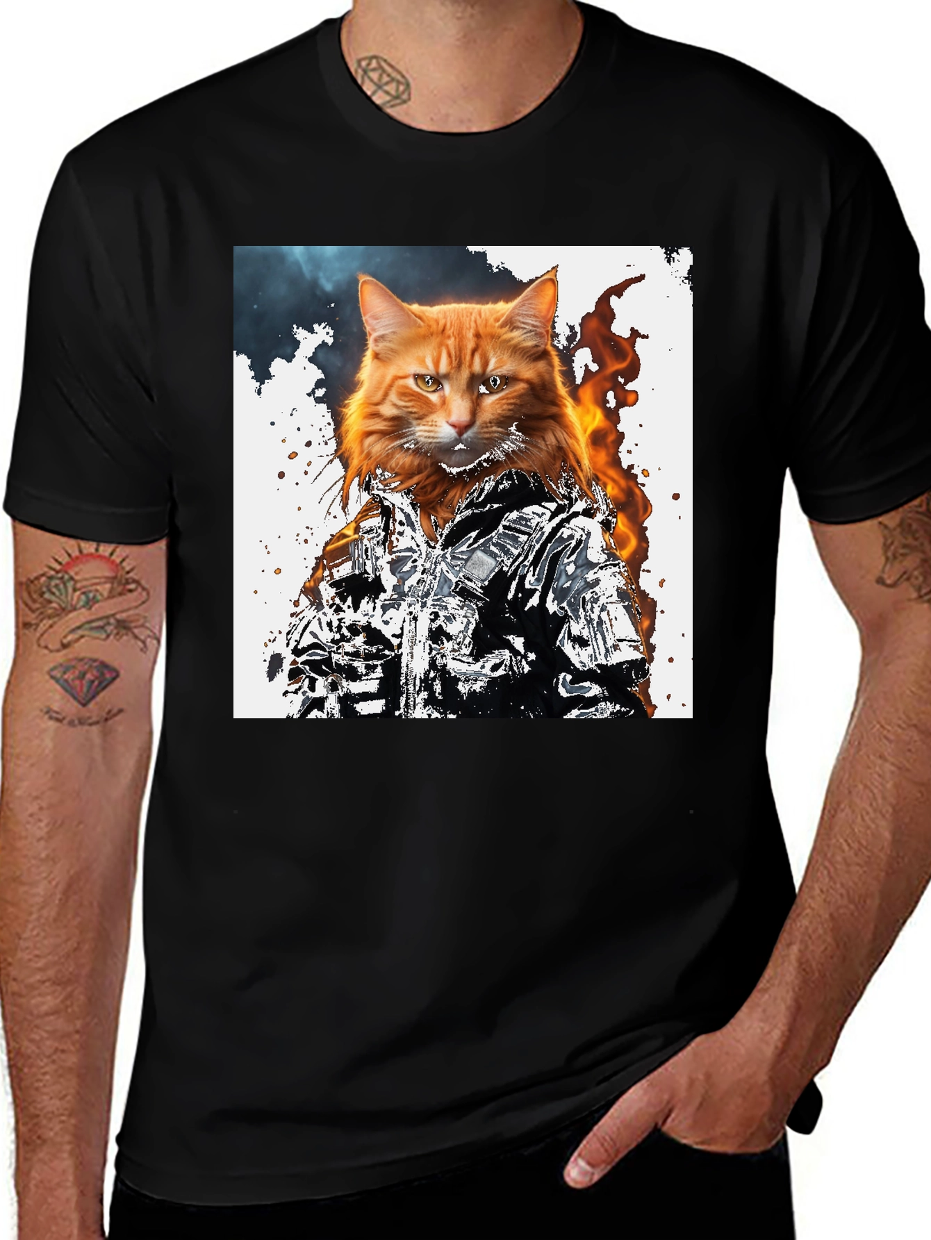 Cool Cat Graphic T-Shirt - Black