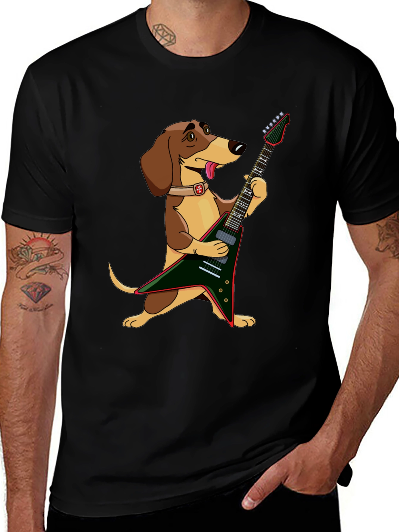 Variant 14 of Dog Playing Electric Guitar Graphic T-Shirt
