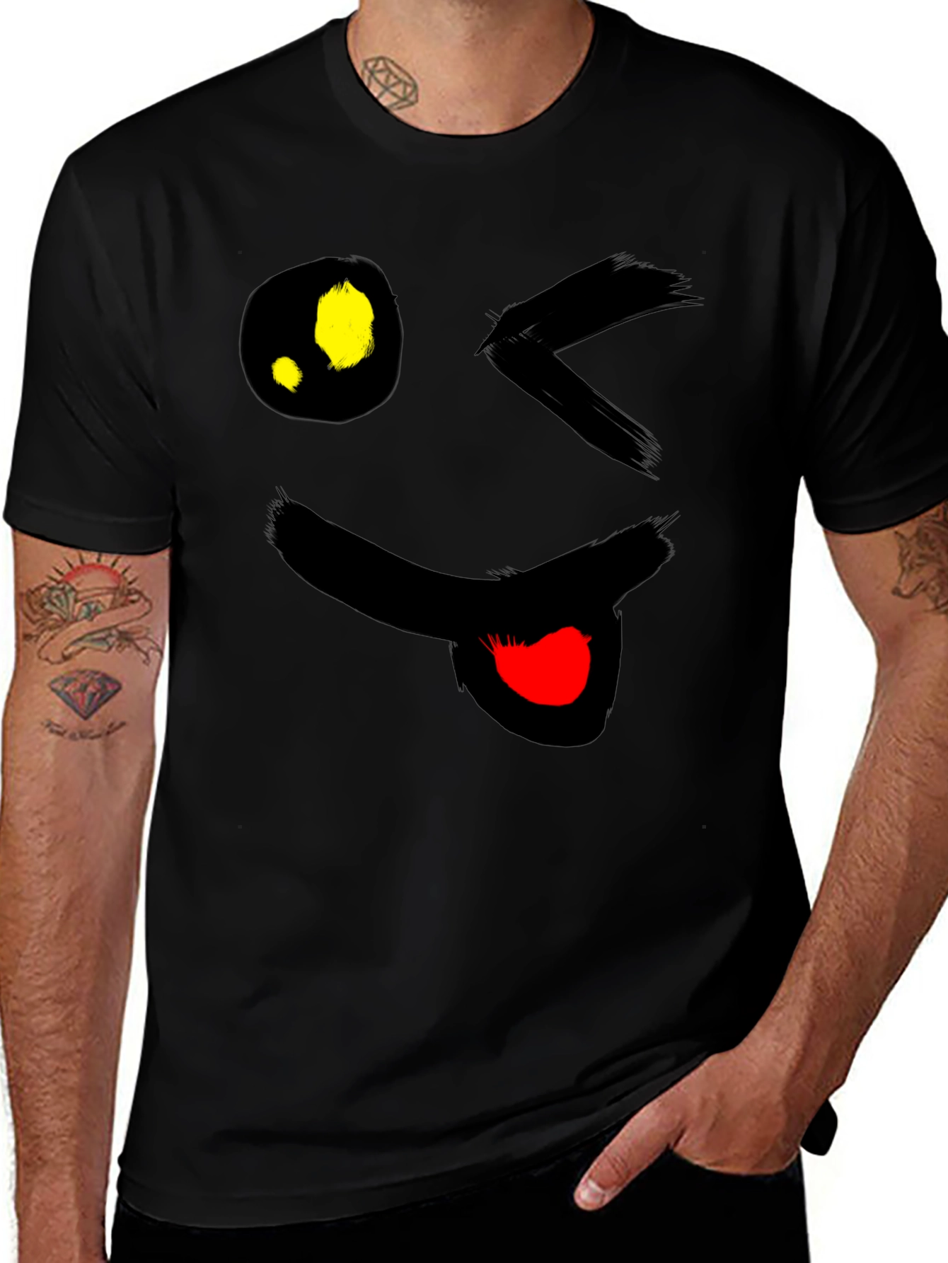 Variant 27 of Winking Emoji Black T-Shirt