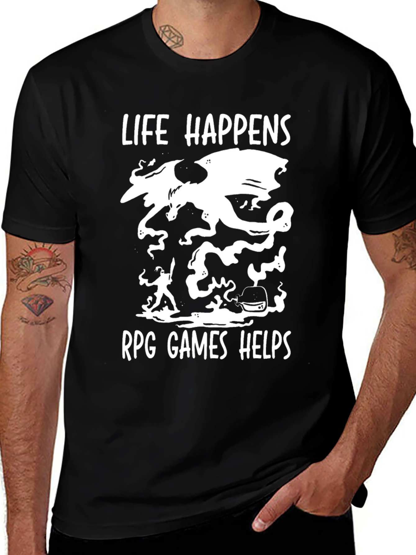 Life Happens RPG Games Help Graphic T-Shirt