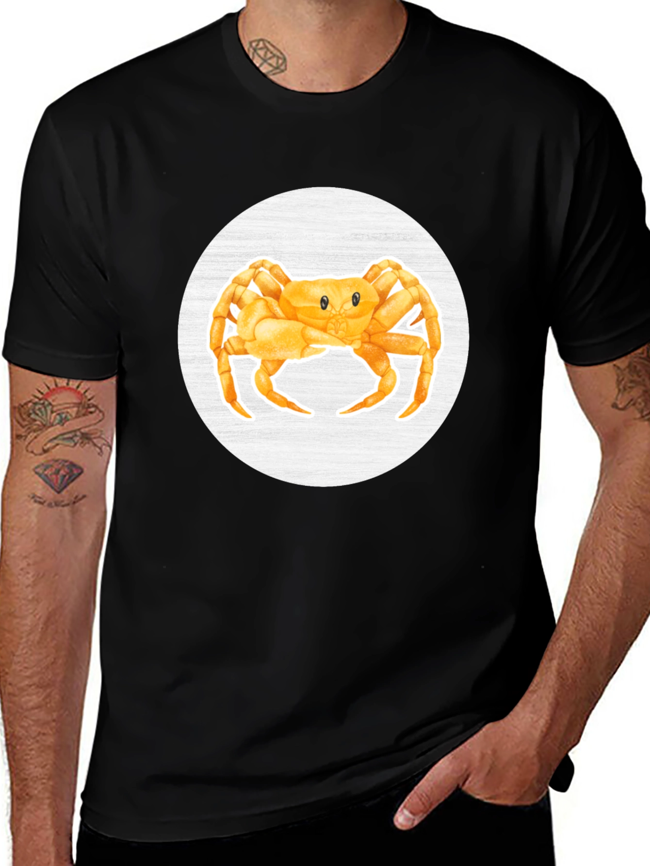 Variant 10 of Crab Graphic Tee - Black Cotton Casual Shirt