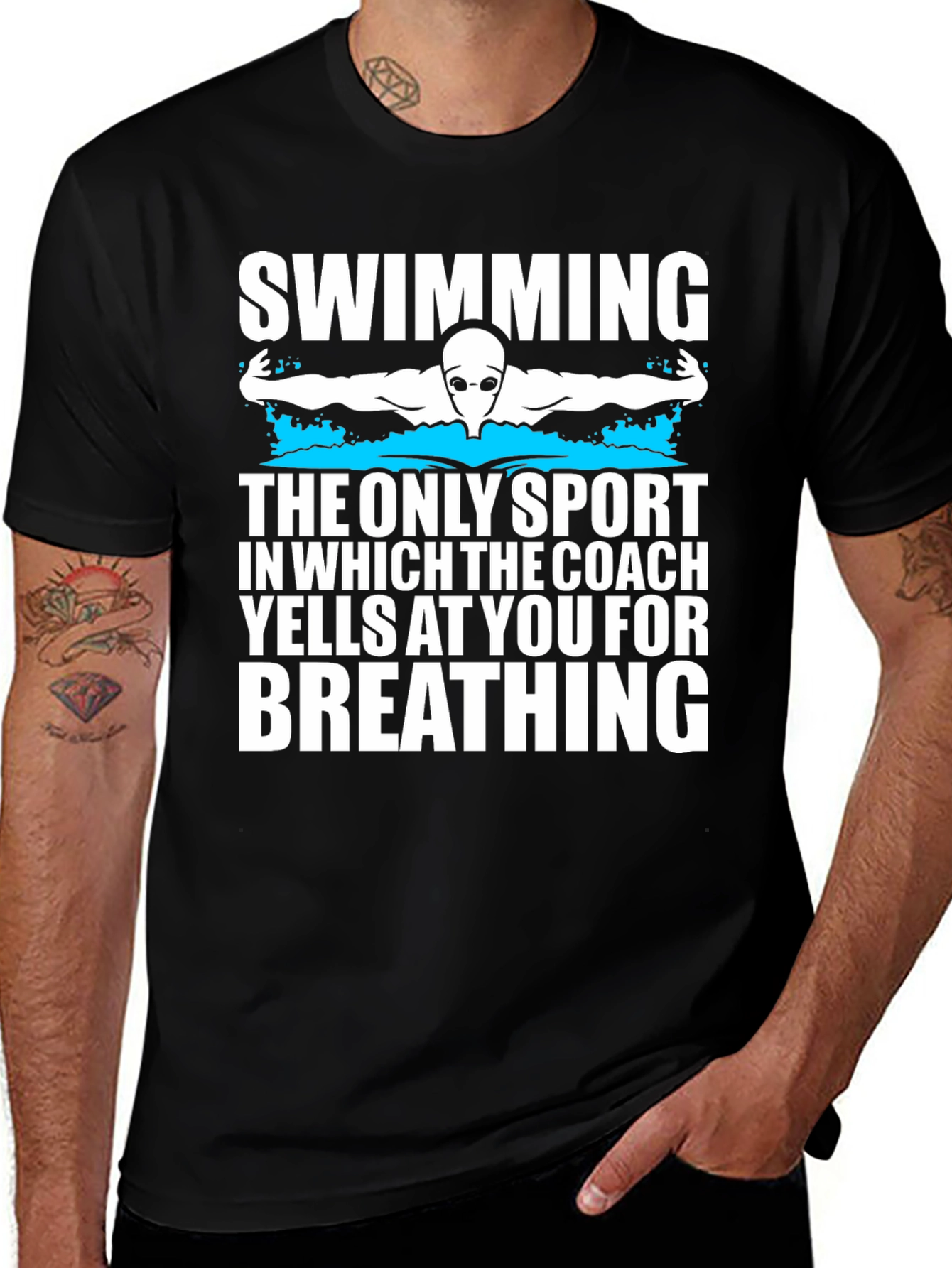 Black Swimming Coach Yells T-Shirt main image