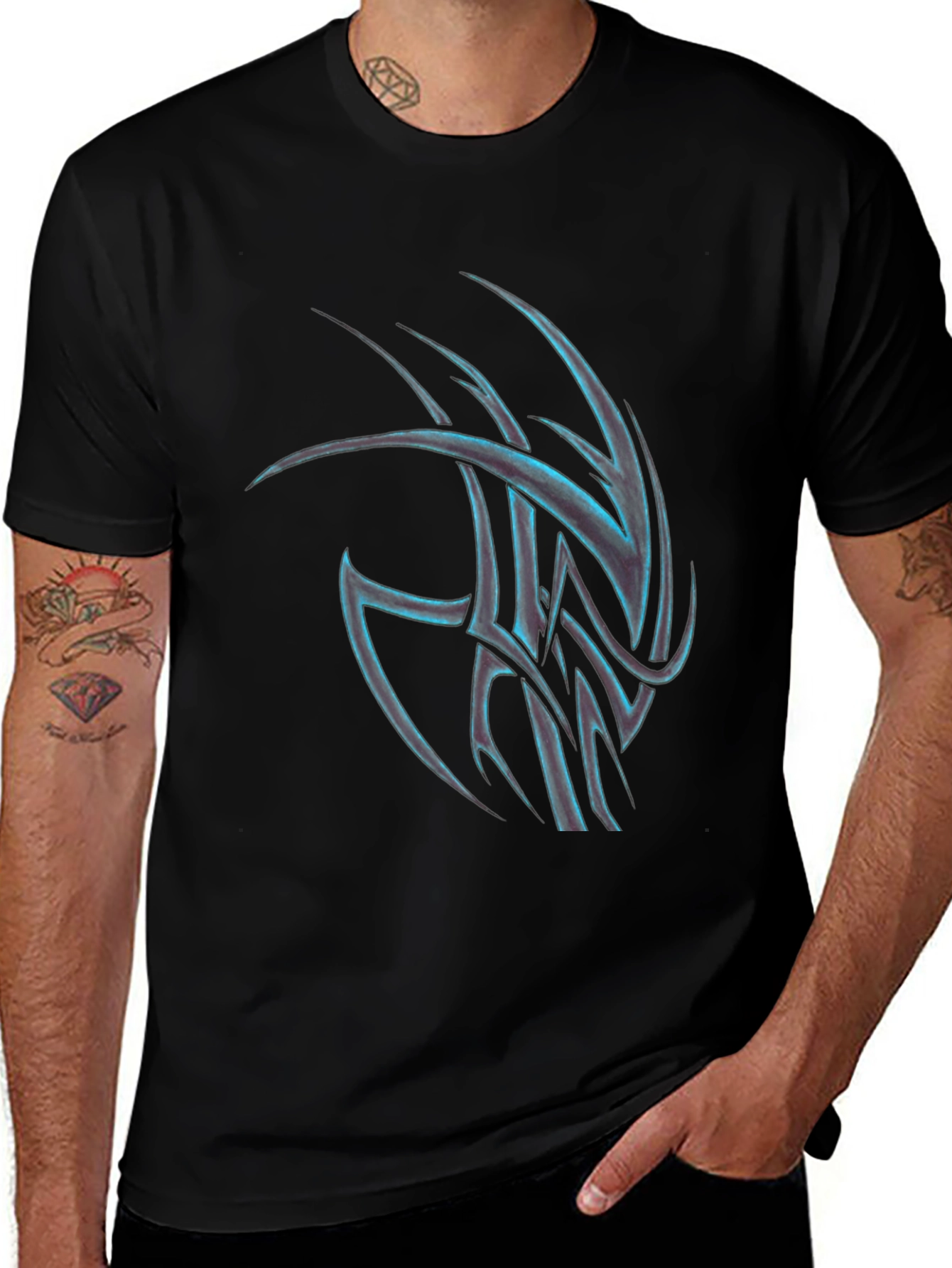 Variant 16 of Tribal Design Black T-Shirt