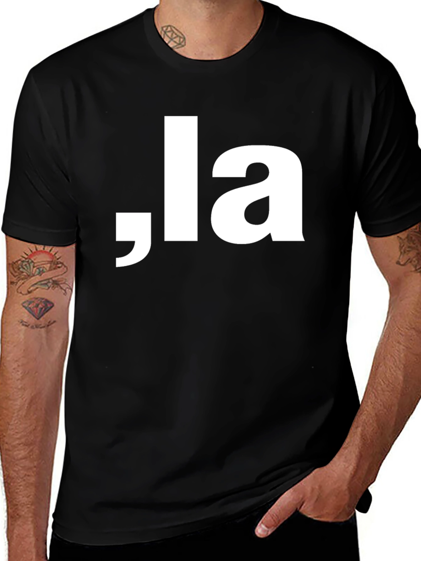 Variant 8 of Comma LA T-Shirt - Minimalist Design, Stylish Black Tee