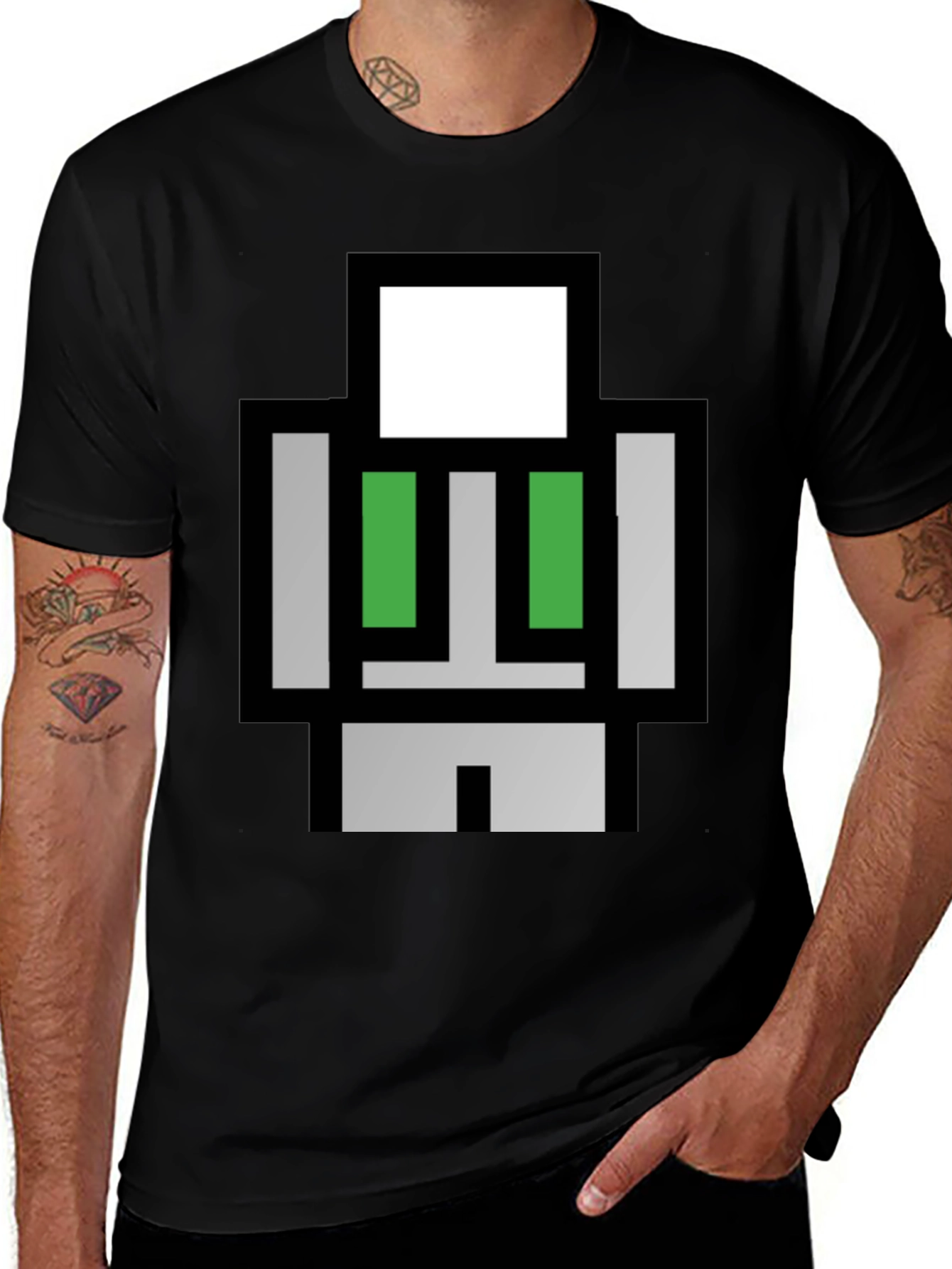 Variant 10 of Pixelated Character Graphic Tee - Black