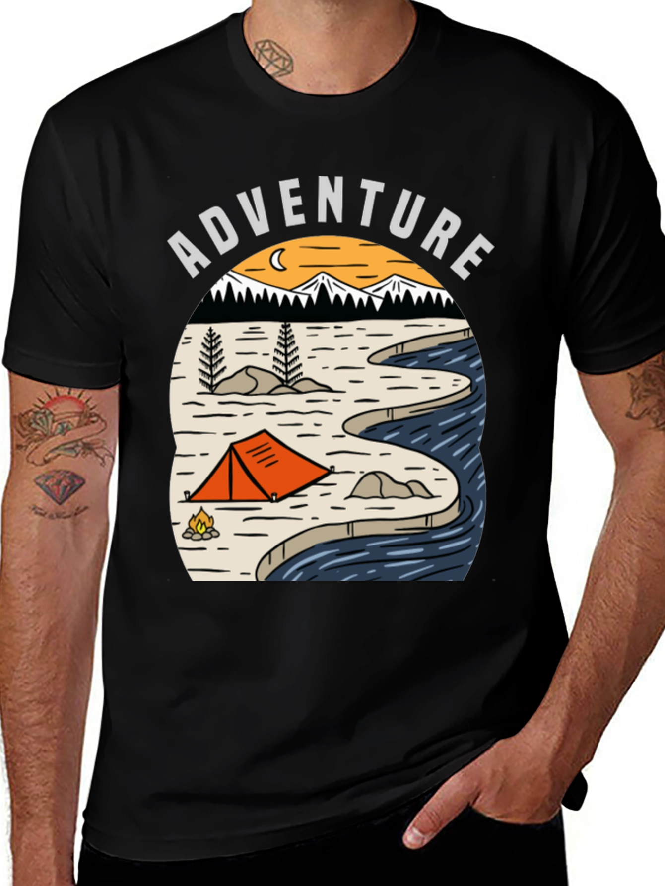 Variant 29 of Adventure Camping Graphic Tee - Black
