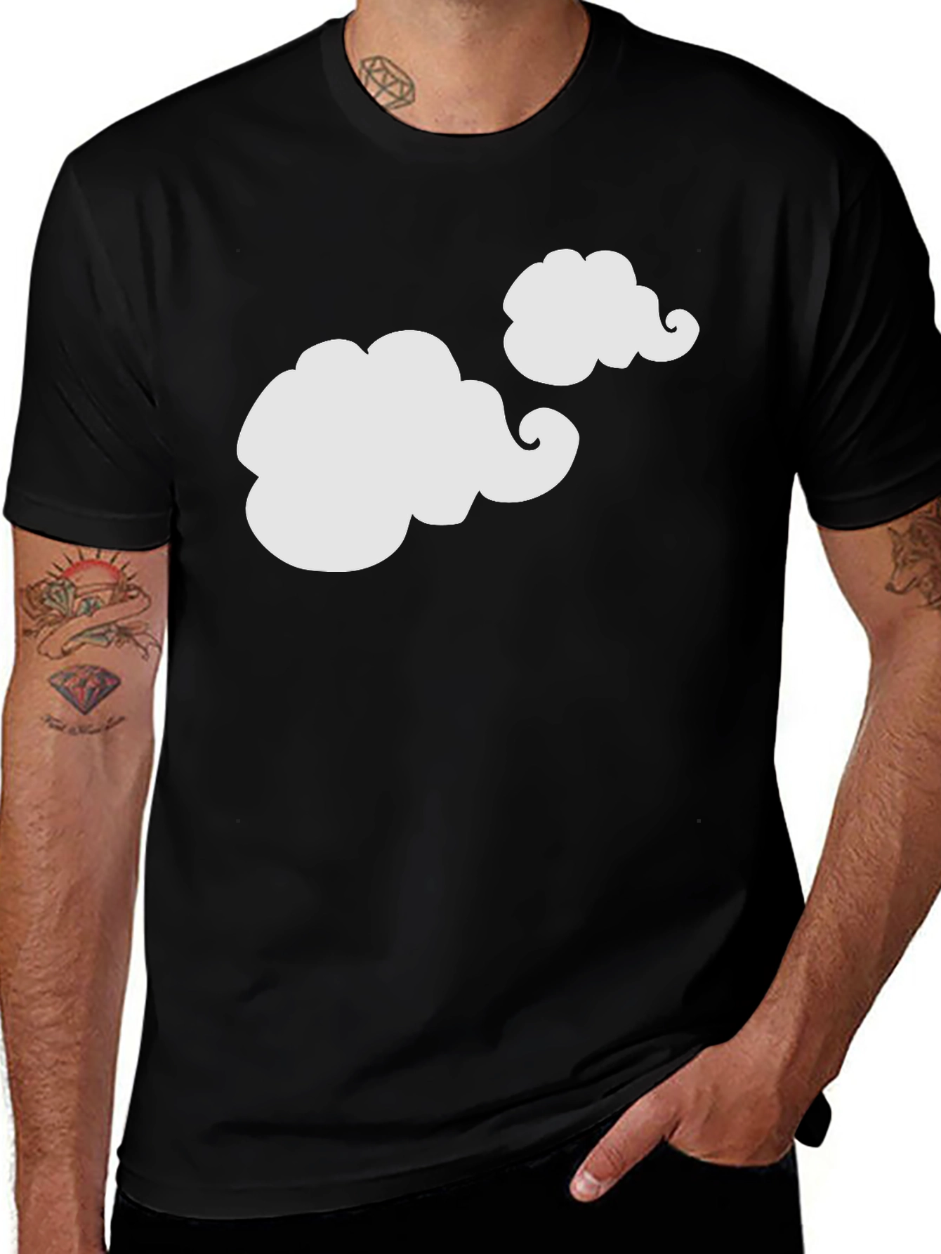 Variant 18 of Funny Clouds Graphic Tee - Black T-Shirt