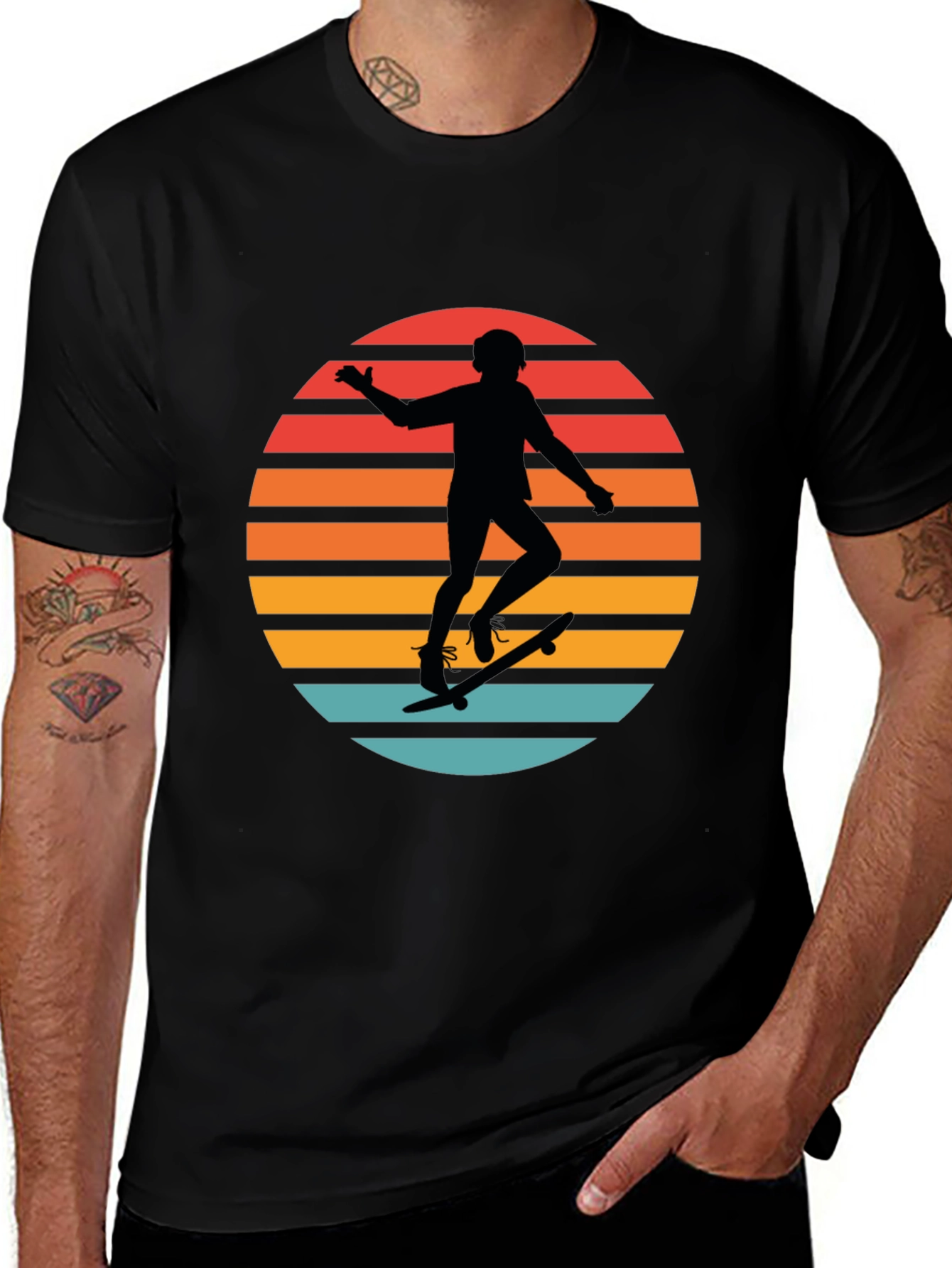 Skateboarder Retro Sunset T-Shirt